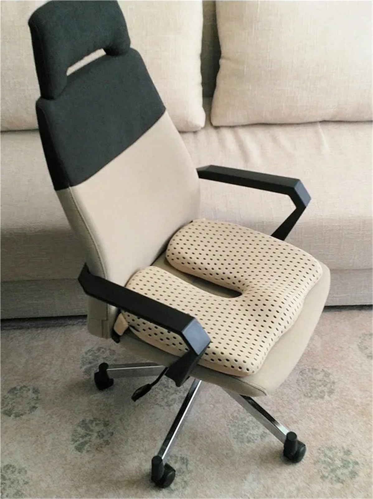Cuscino del sedile in memory foam traspirante for supporto for sedia a rotelle for da ufficio ortopedica for coccige Cuscino per Sedile Auto(Grey)