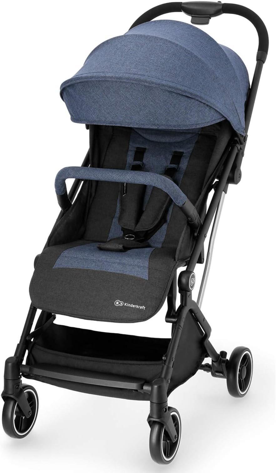 Kinderkraft Lightweight Stroller INDY, Baby Pushchair, Travel Buggy, Easy Folding and Transport, Ajustable Backrest, with Accessories, Rain Cover, from Birth to 3.5 Years, Denim
