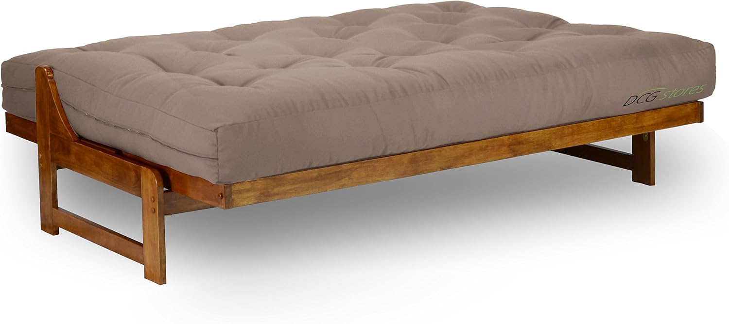 Nirvana Futons Extra Thick Premium 10-Inch Queen Futon Mattress, Microfiber Khaki - Made in USA