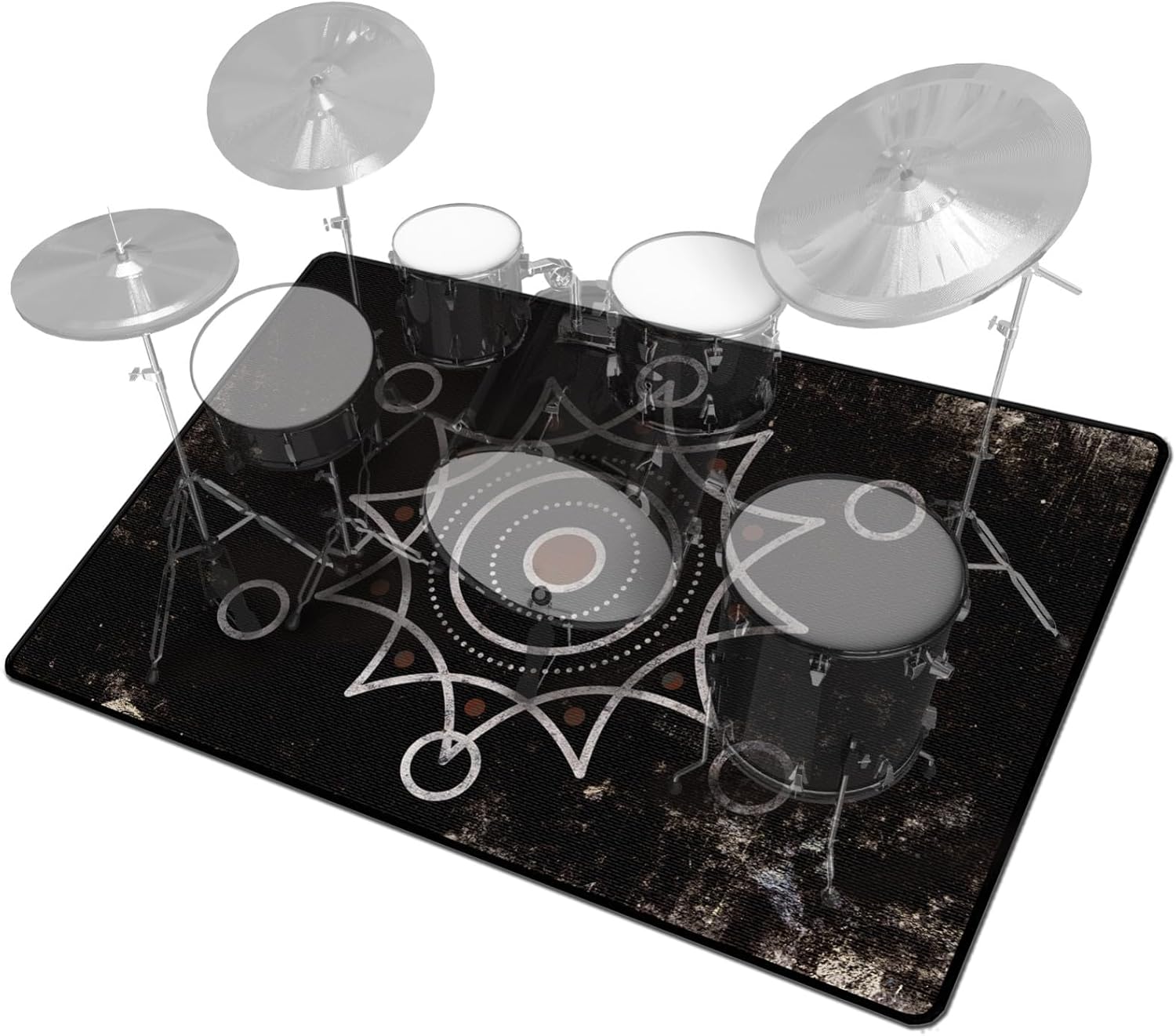 Drum Rug 4 x 6Ft Drum Mat Black Drum Carpet with Non-Slip Grip Bottom, Soundproof Rug Pads for Jazz Drum and Electric Drum Set, Ideal Gift for Drummers Drum Accessories(Drum Rug 06,4x6ft)