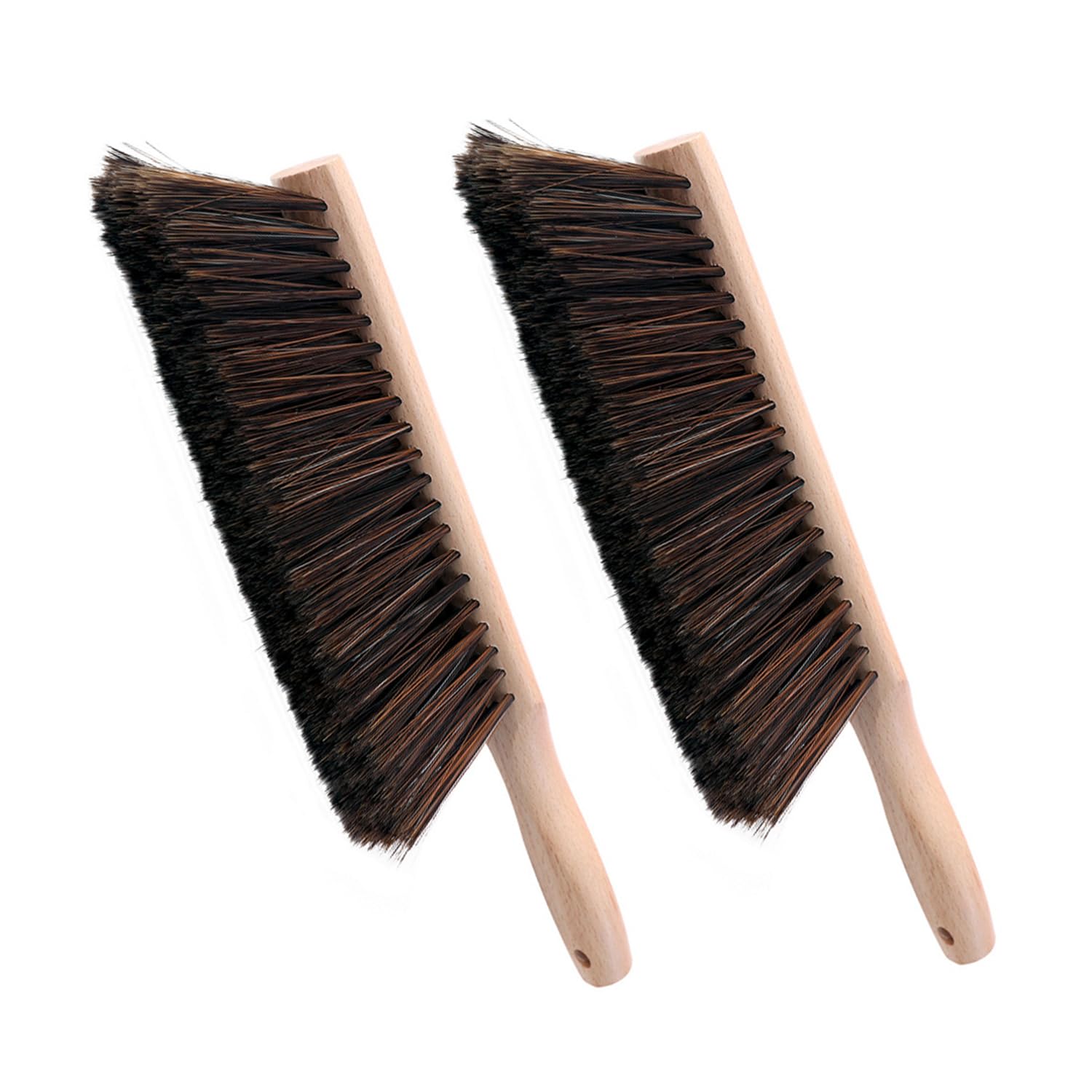 Soft Bristle Hand Broom Wood Handle for Shop Bench 14" (2pcs Brown)
