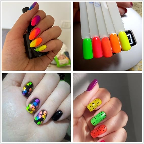 Chrome Nail Powder,12 Boxes Neon Fluorescent Nail Pigment Powder,Nail Art Accessories Iridescent Pearlescent Nail Glitter for DIY Nail Art Decoration, Face, Eye, Body and Crafts