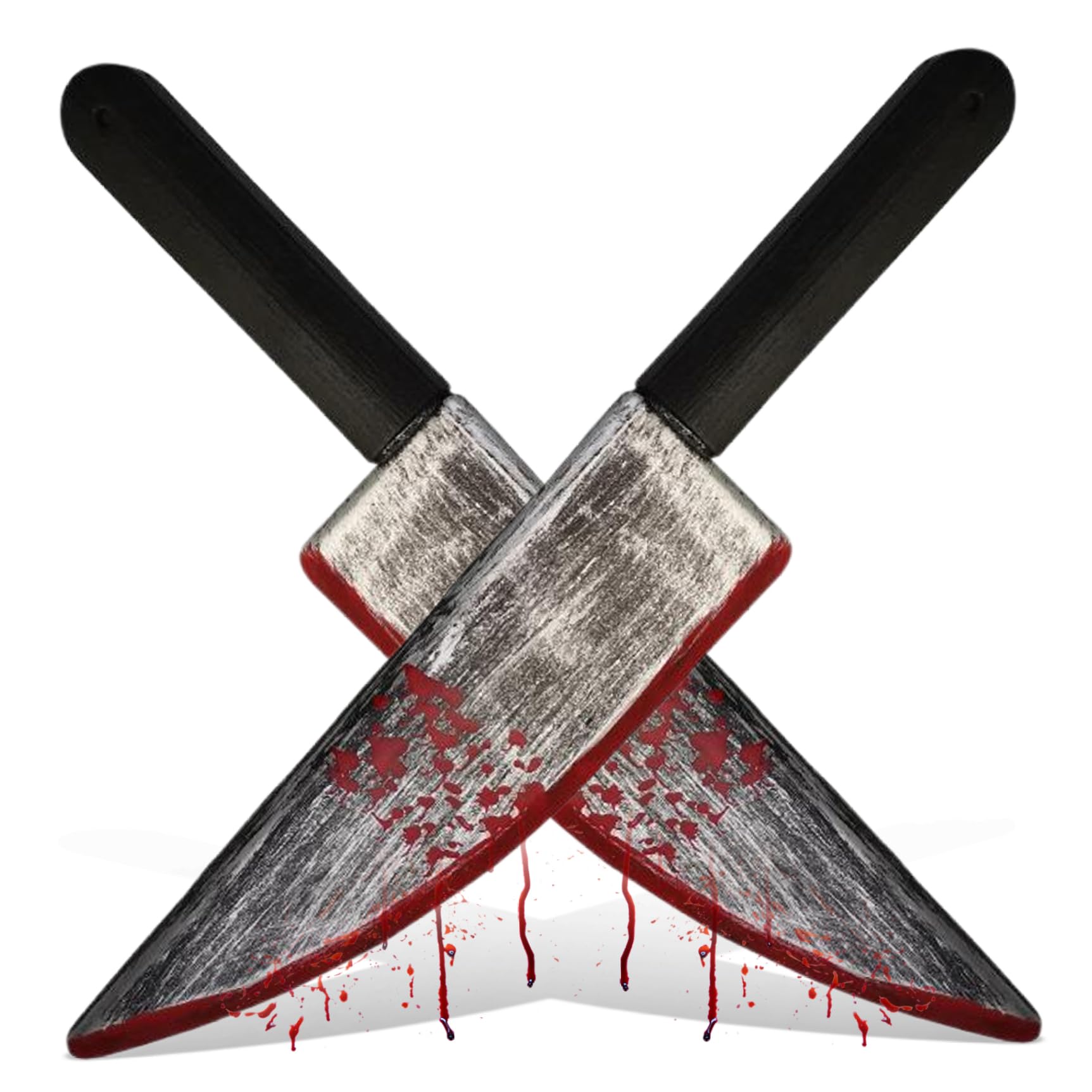 Veesper 2Pcs Halloween Knife Realistic Bloody Fake Knife 15x3in Plastic Prop Knife Handheld Decorative Toy Knife for Party, Prank, Cosplay, Decorations.