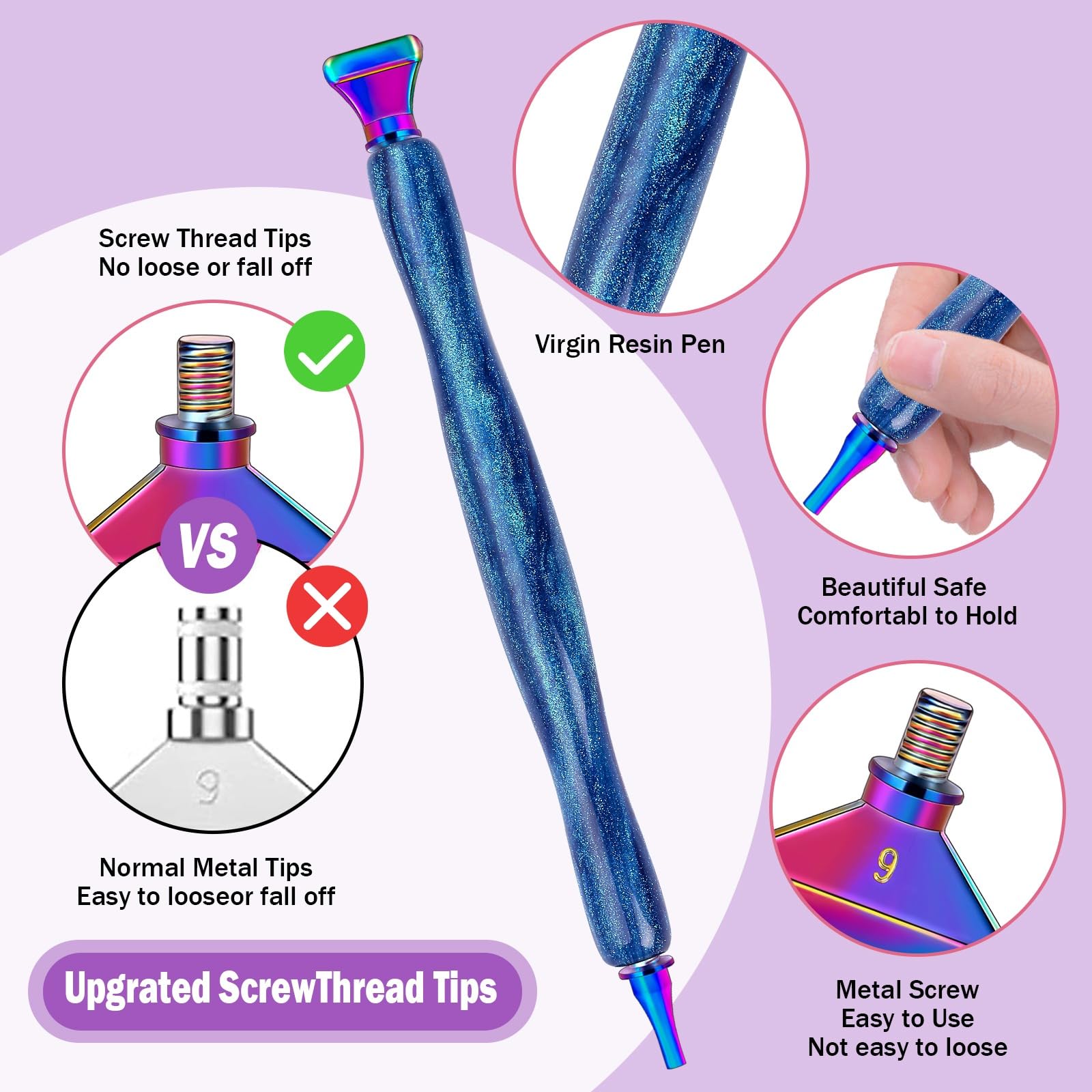 papasgix 14Pcs DIAMOND PAINTING Pens Kits, Glitter Diamond Art Metal Drill Pen Tips with Multi Replacement Pen Heads - Image 2