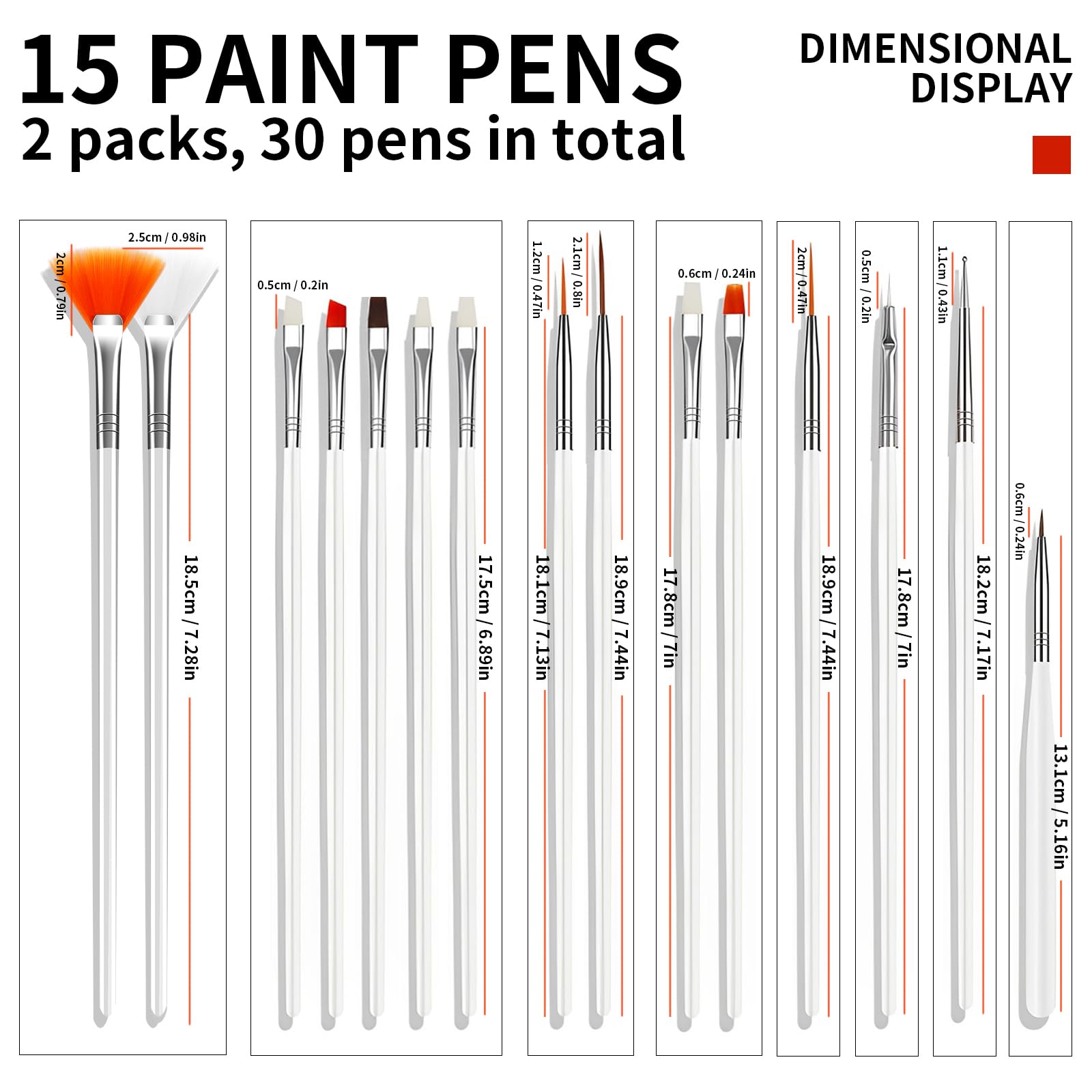 Nail Art Brushes Tools Set - 15 Pcs Nail Paint Brush Nail Design Brushes Painting Kit Dotting Tools for Nail Art Brushes for Gel Polish