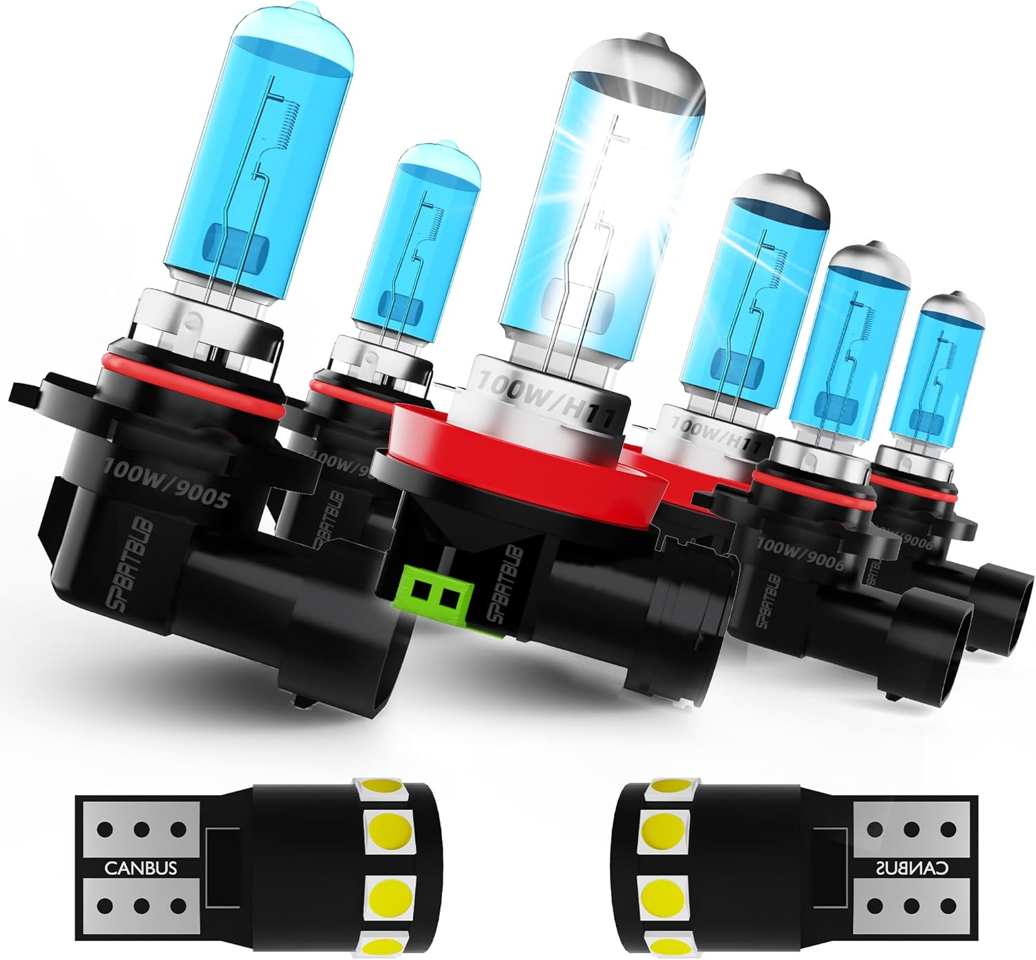 headlight bulbs Compatible With Ford Edge 2021 Halogen Headlight Bulbs,9005 High Beam+ H11/H8/H9 Low Beam+ 9006 Fog Lights Kits+ License Plate Lights,Plug N Play,Pack of 8