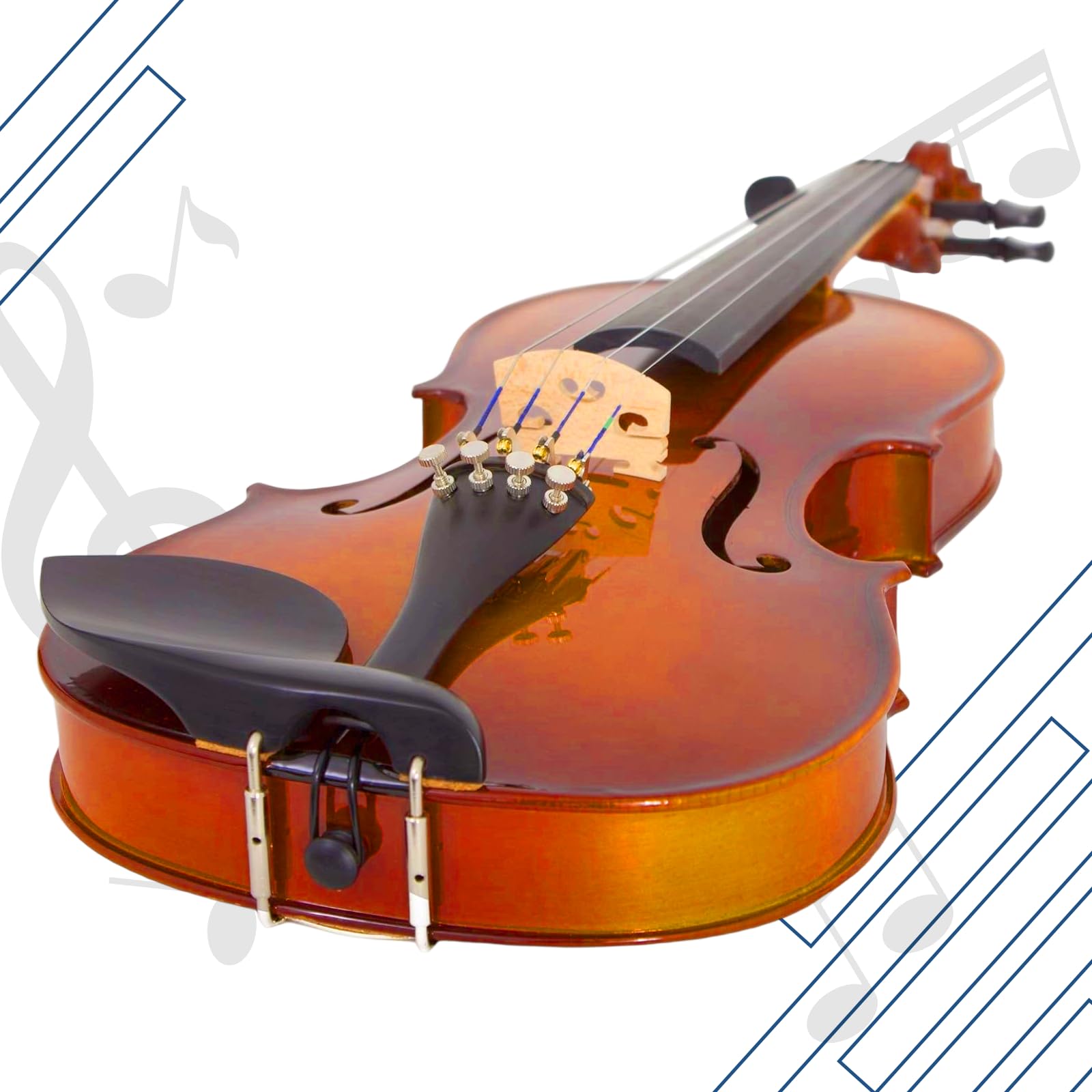 CVN-500 - Violín de madera maciza de ébano 4/4 de tamaño completo para principiantes y estudiantes, kit completo de iniciación con estuche duro, arco, colofonia, apto para principiantes, configuración