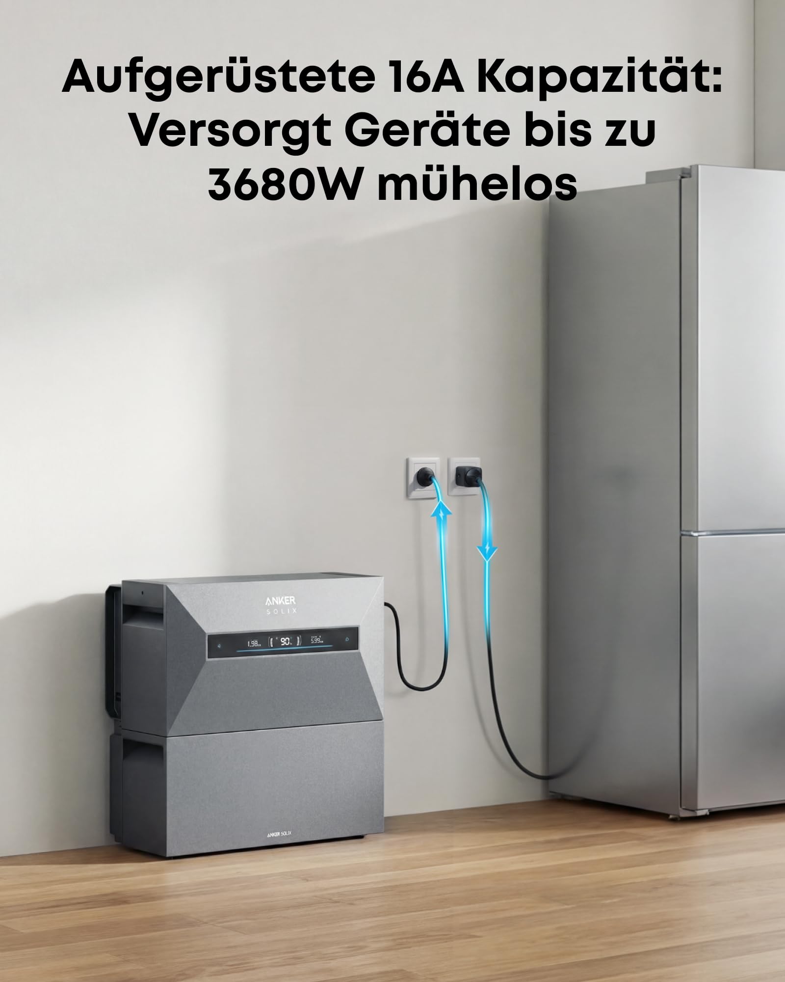 Anker SOLIX Smart Plug Gen 2, kompatibel mit Geräten bis zu 3680W, 16A Belastbarkeit, WLAN & Bluetooth, feuerfester Plug&Play-Stecker, kompatibel mit Solarbank, smarte App-Steuerung