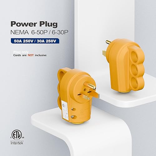 Miniatura 2 de 2-en-1 Enchufe soldador Nema 6-50P/6-30P, enchufe macho de 3 clavijas 30A/50A 250V, enchufe soldador 30A con certificación ETL, enchufe soldador 50A