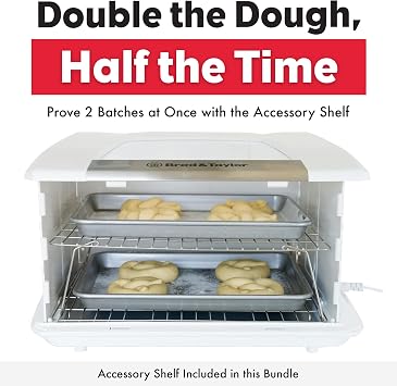 Brod & Taylor Folding Dough Proofer + Accessory Shelf, Large Proving Box for Sourdough, Pizza, Bread Baking, Yoghurt, Kombucha, Adjustable Temperature, Space Saving Design, Slow Cooker Function, White