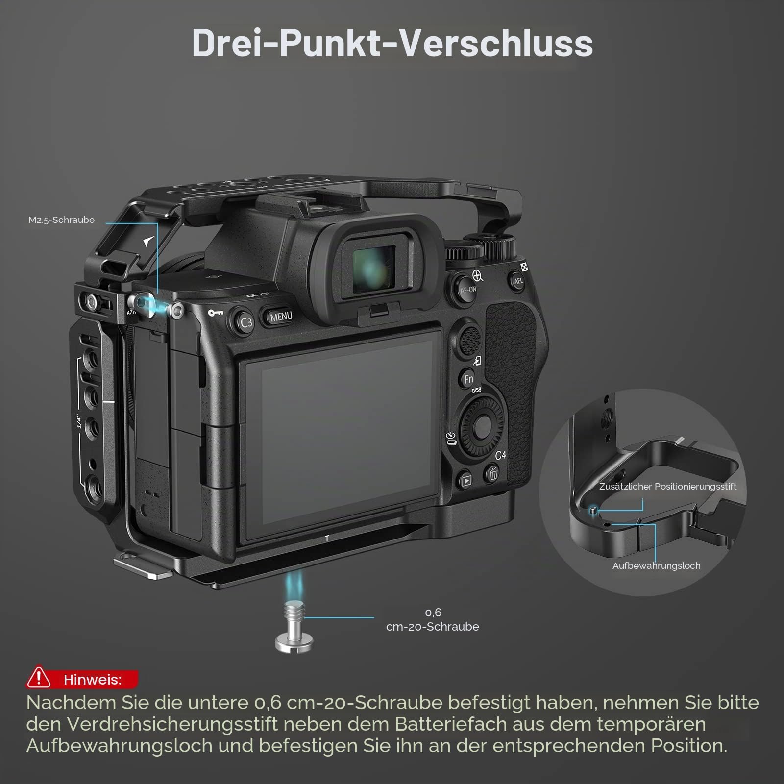 SMALLRIG HawkLock Schnellwechsel-Cage-Kit für Sony Alpha 7R V/Alpha 7S III/Alpha 1/Alpha 7R IV/Alpha 7 IV/Alpha 7 V, Vollkäfig mit oberem & seitlichem Griff, Kabelklemme (verbesserte Version) - 3669D