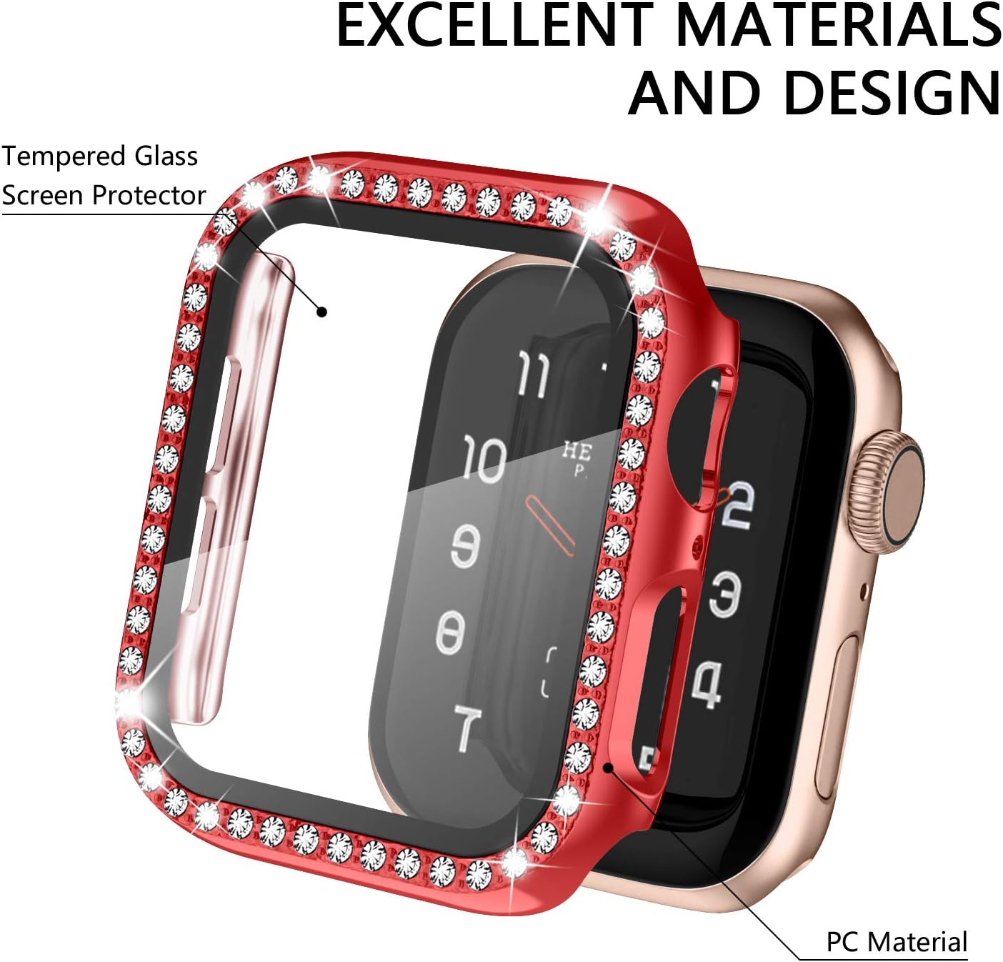 adepoy 3 Pack Case for Apple Watch 40mm Series SE 6/5/4 with Screen Protector, Bling Diamond Protective Case Full Coverage Scratch-Resist Bumper Cover for iWatch Women Girl