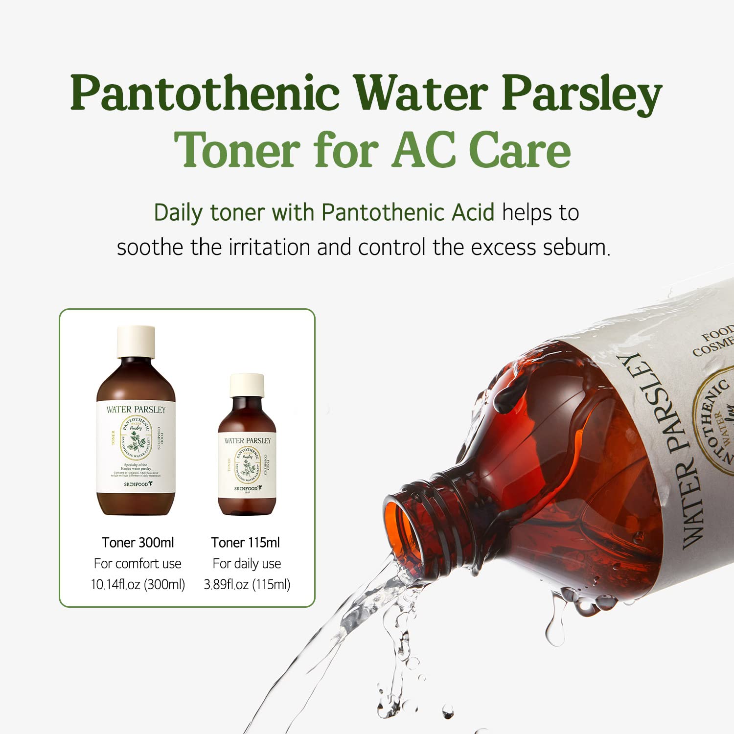 SKINFOOD Water Parsley Toner – Pantothenic Water Parsley, 300 ml