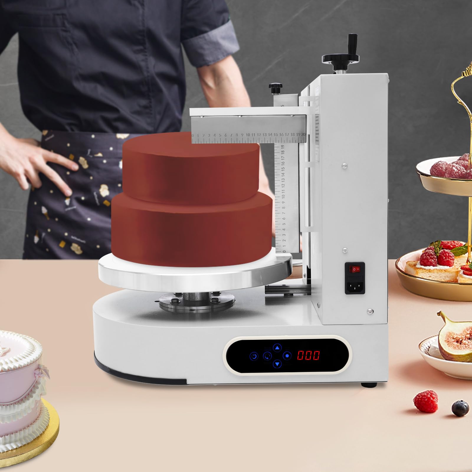 Máquina automática para Decorar Pasteles, 200 W, para Decorar Pasteles de cumpleaños con una Capa Suave de Crema, máquina para Extender Crema para Pasteles con Pantalla táctil, para Pasteles