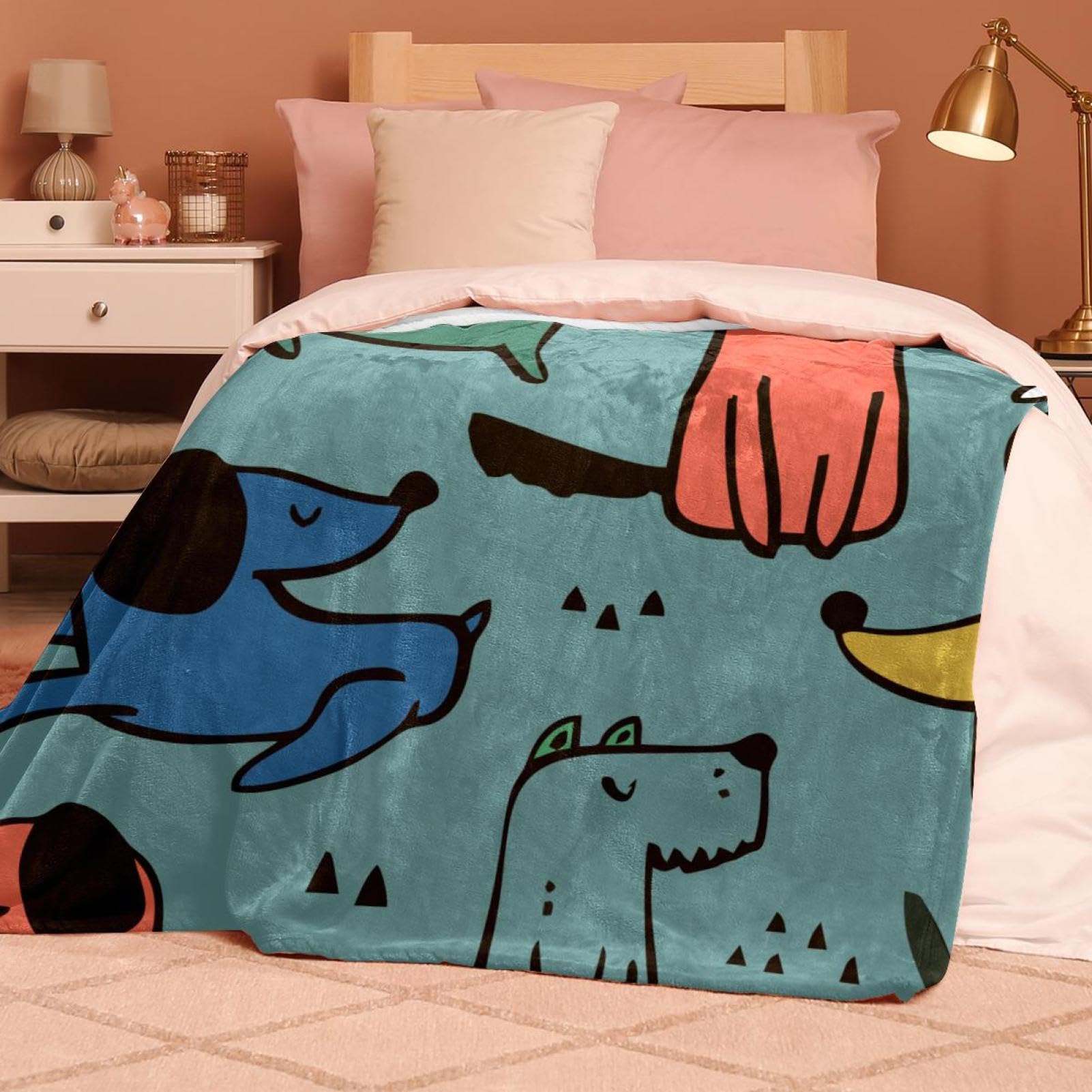 Couverture Polaire Chiens Animaux Couverture De Canapé Couverture De Lit pour Chambre Salon Bureau 150×200cm