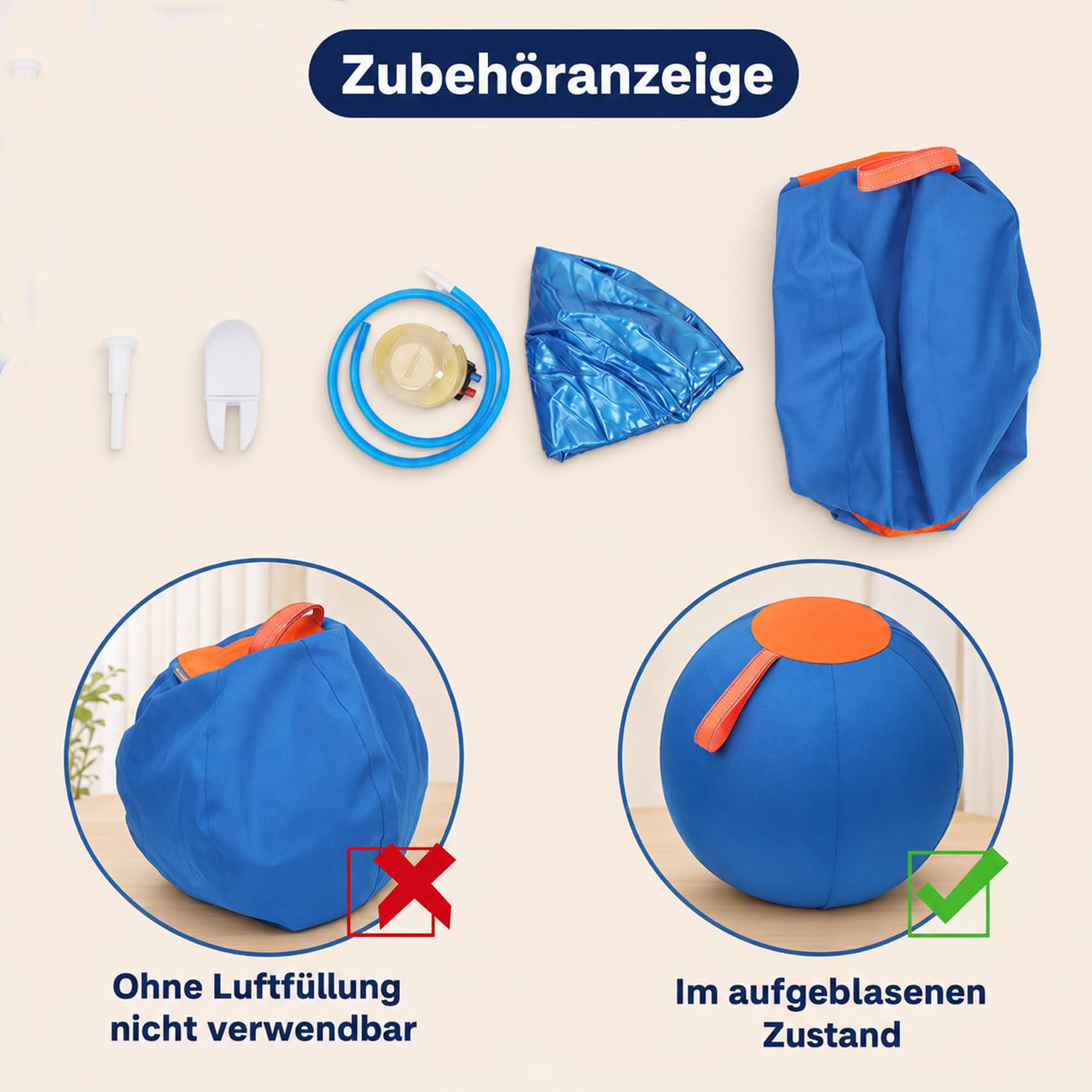 DZ'HUE Giant Herding Ball for Dogs, Ball für Hunde,Kau und kratzfestes Hundespielzeug mit Handschlaufe, Strapazierfähiges, reißfestes Spielzeug für Training, Übungen und Spiel (M)