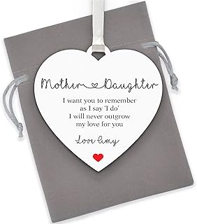 Personalised Mother and Daughter Wedding Keepsake Gifts - Mother of the Bride Wedding Thank You Gifts - Mother of the Bride Heart Plaque Gifts from Daughter, Bride - With Grey Bag