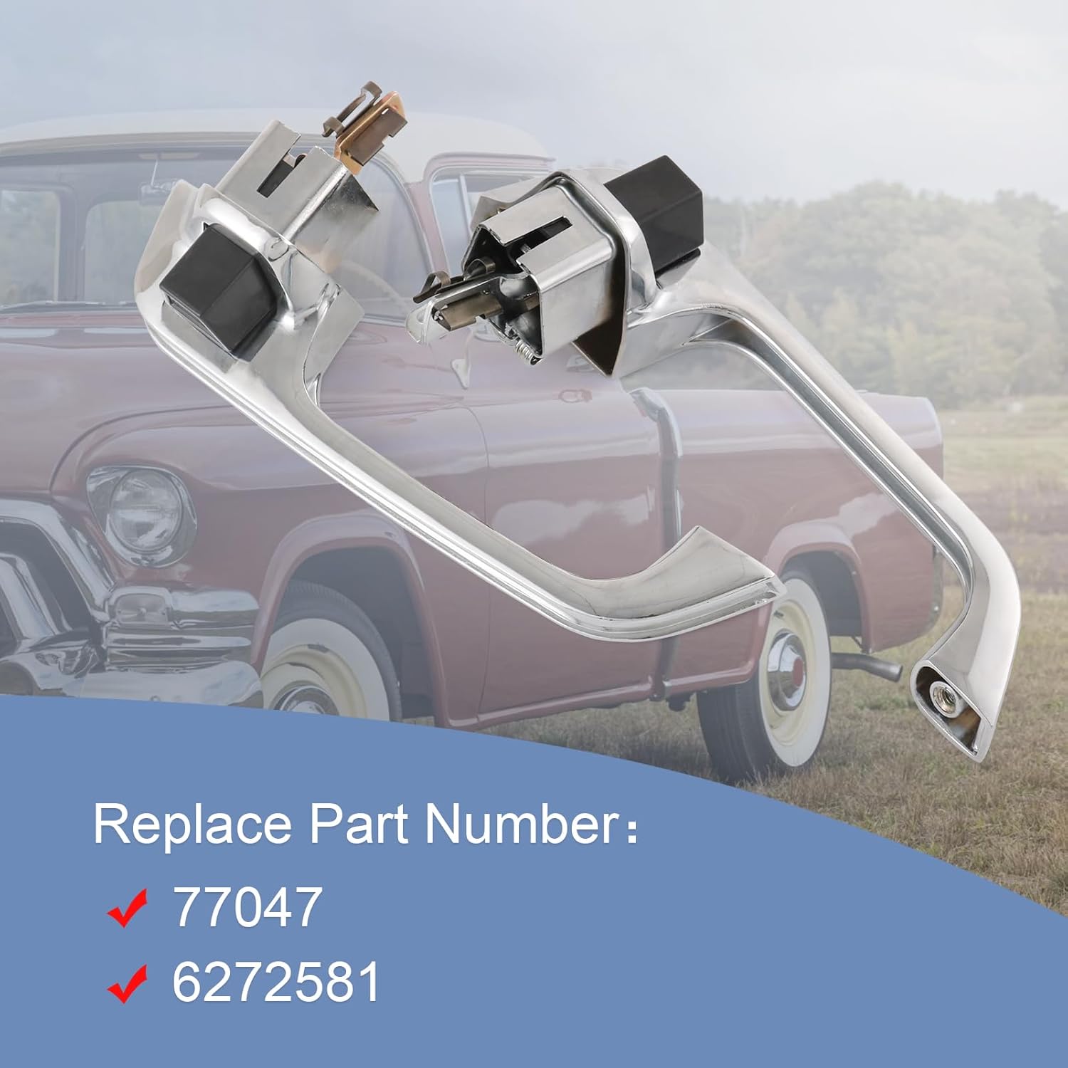 Front Driver & Passenger Side Exterior Door Handle Compatible with 1973-1991 Chevrolet C/K/R/V 10 20 30 1500 2500 3500 GMC C/K/R/V 15 25 35 1500 2500 3500 Pickup Suburban Replace# 77047, 90025