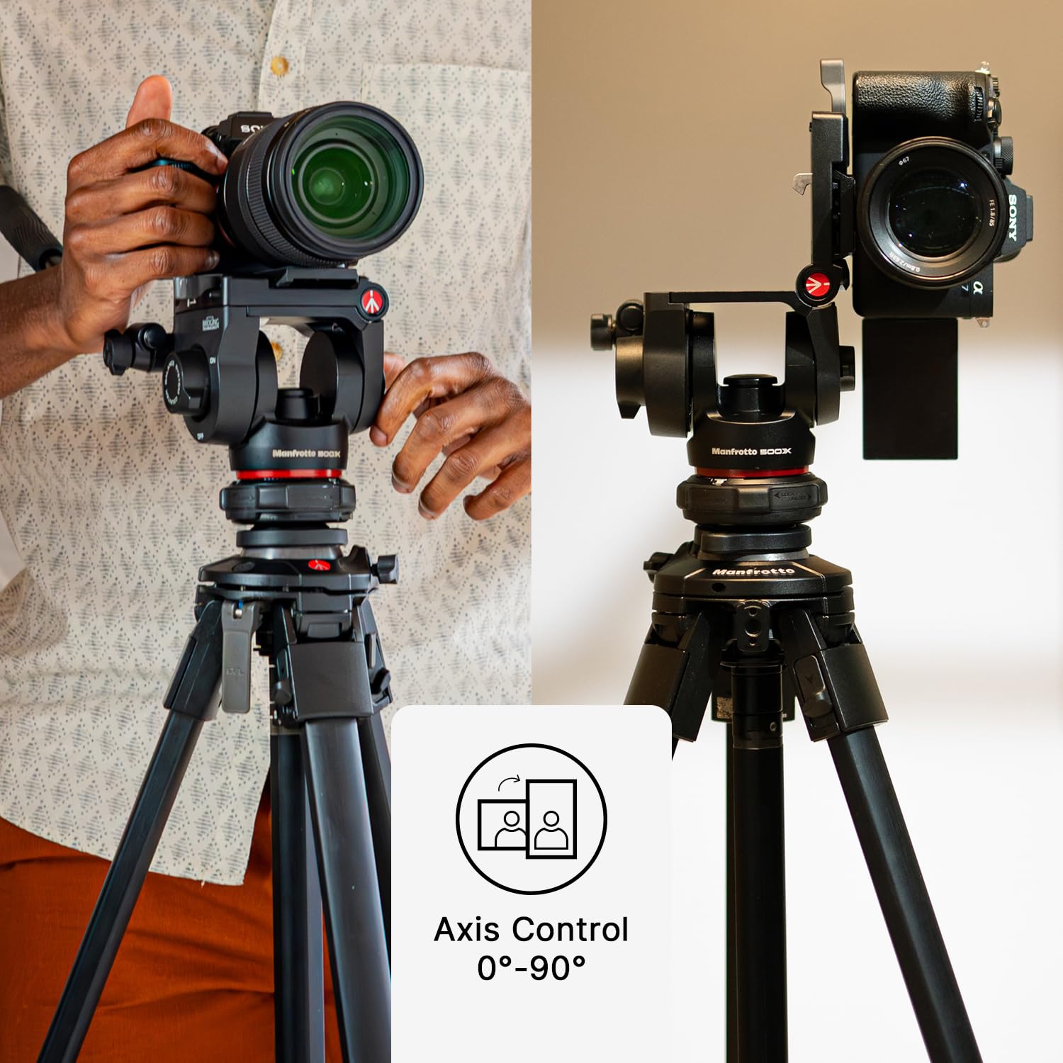 Manfrotto 500X Fluid‑Videokopf für Spiegellose Kameras, 5 Kg Traglast, Flachbasis, Schnellwechsel‑Schiebeplatte, Hoch‑/Querformat, Ideal für Creator & Social Video