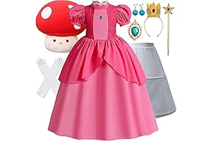 Girls Peach Princess Dress for Kids, Halloween Costume Dress Up with Crown