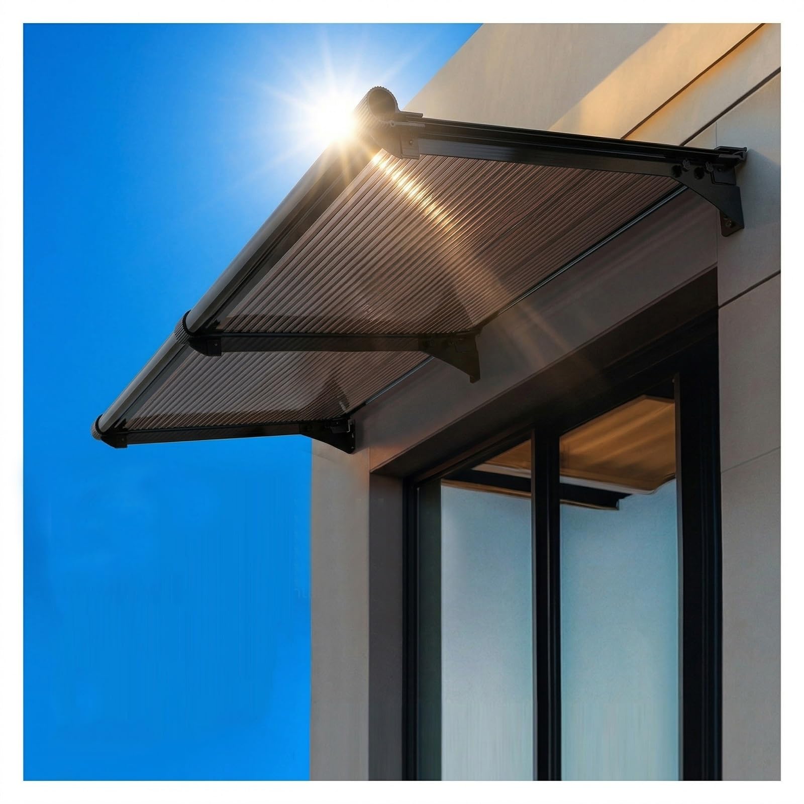 Auvent Marquise d'Entrée de Bloc UV en Polycarbonate Haute Résistance 150x280
