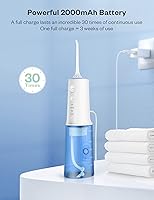 Vista 4 de Irrigador dental profesional de 10.8 fl oz, tanque inalámbrico, portátil, recargable IPX7, impermeable, 4 modos, con tanque de agua limpiable