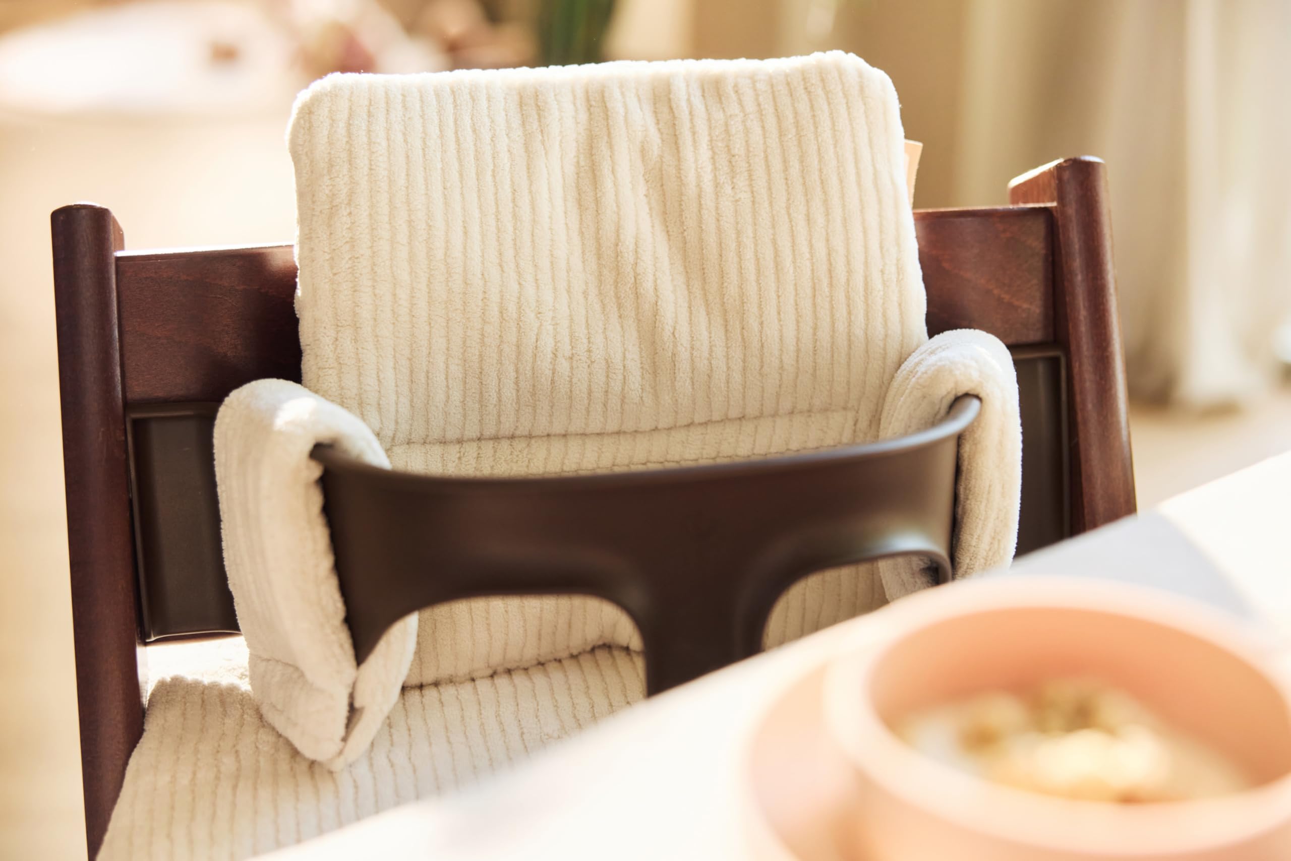 Jollein Réducteur de Chaise Haute - Cloudy Rib - Oatmeal - Lavable - Coussin de Chaise Haute - 27x45x2 cm