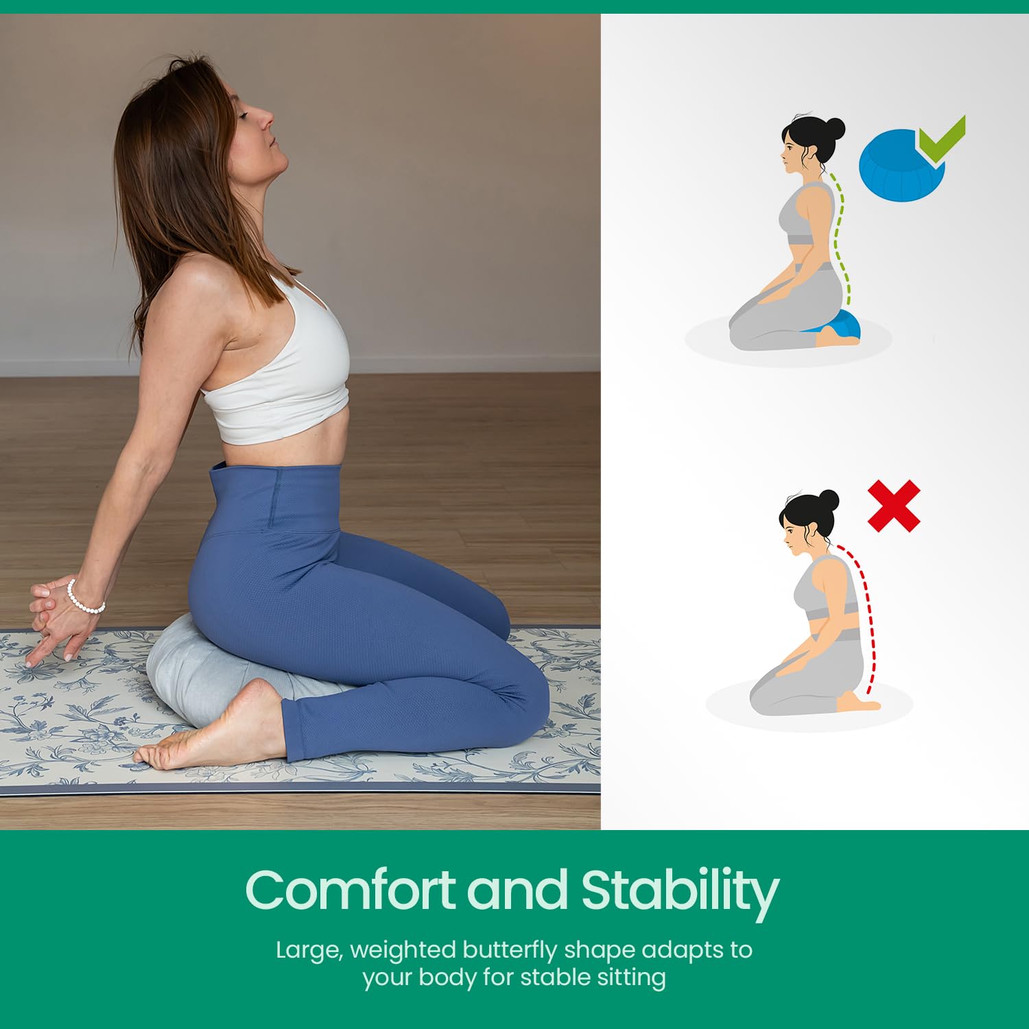 Cuscino Da Yoga Meditazione Zafu Rotondo In Velluto Riempito Con Grani Di Grano Saraceno Turchese