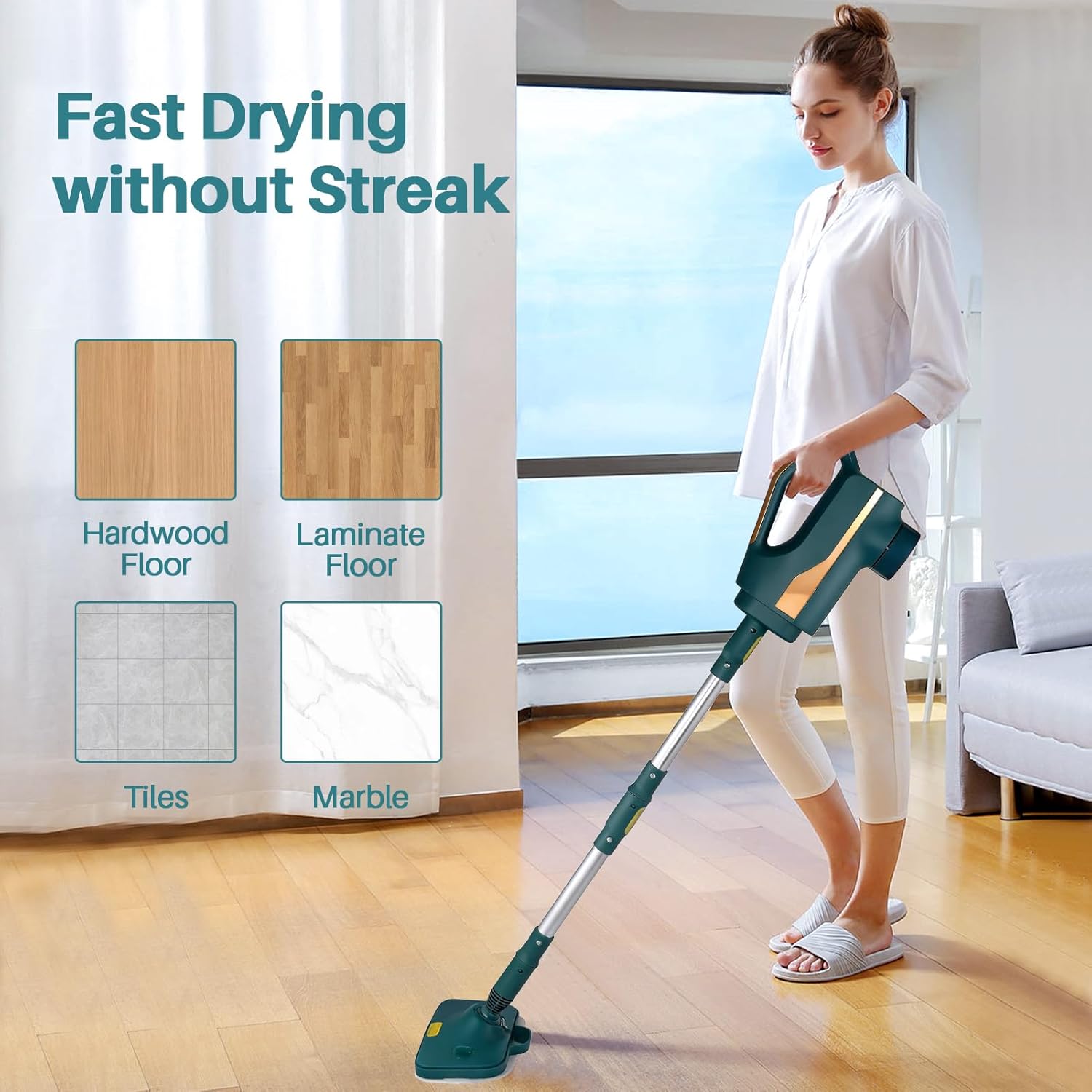 6 in1 Steam Mop Dual-Rod Design with Detachable Handheld Steamer, 300ML Removable Tank,23 FT Power Cable,includes Multi-purpose Accessories,Steam Mops for Floor Cleaning,Windows,Tile Grout.
