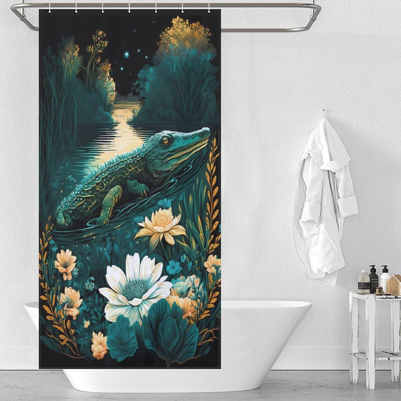 Rideau de bain crocodile lavable pour stopper les éclaboussures