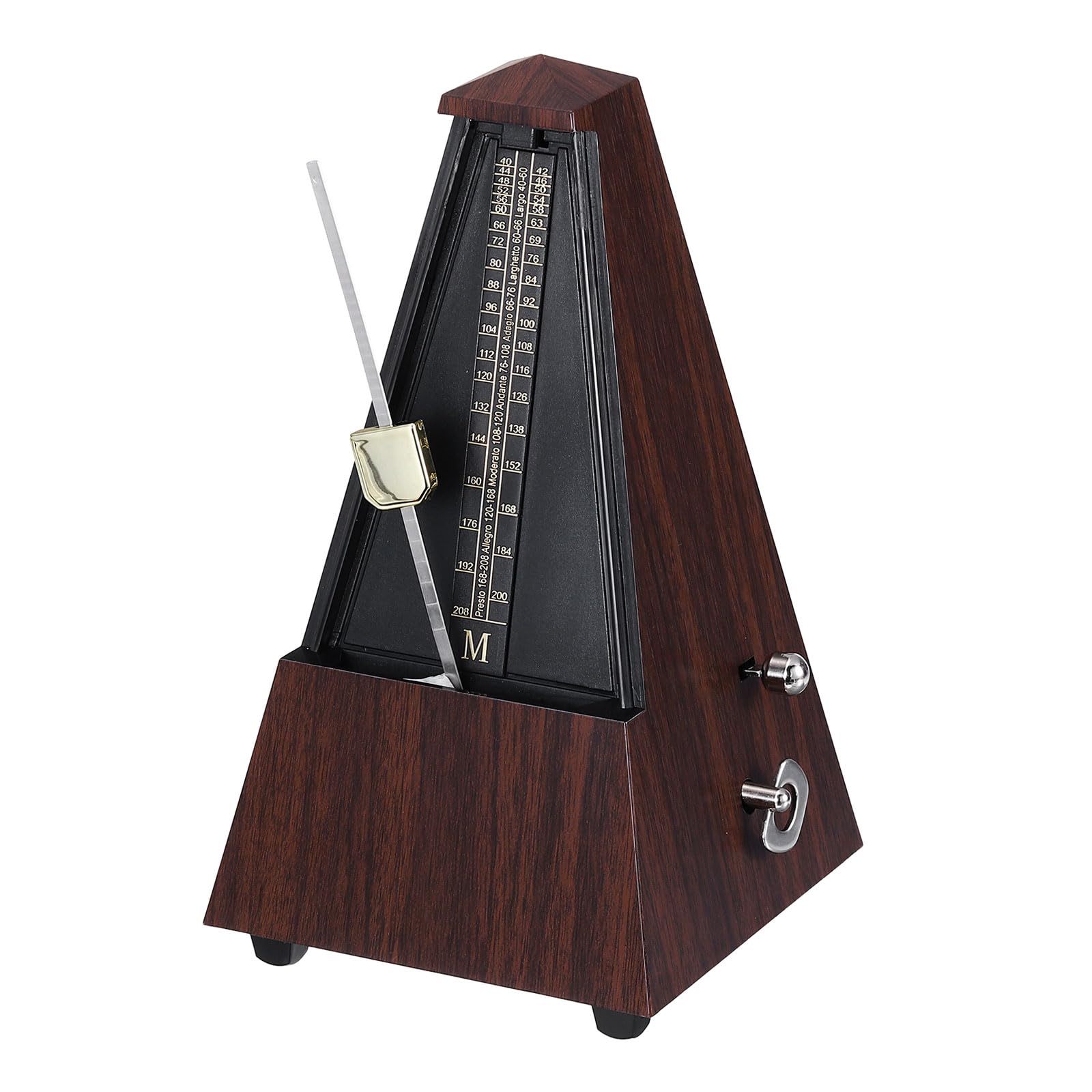 MECCANIXITY Metrónomo mecánico, temporizador musical de alta precisión, metrónomo musical universal para piano, guitarra, violín, ukelele, color teca