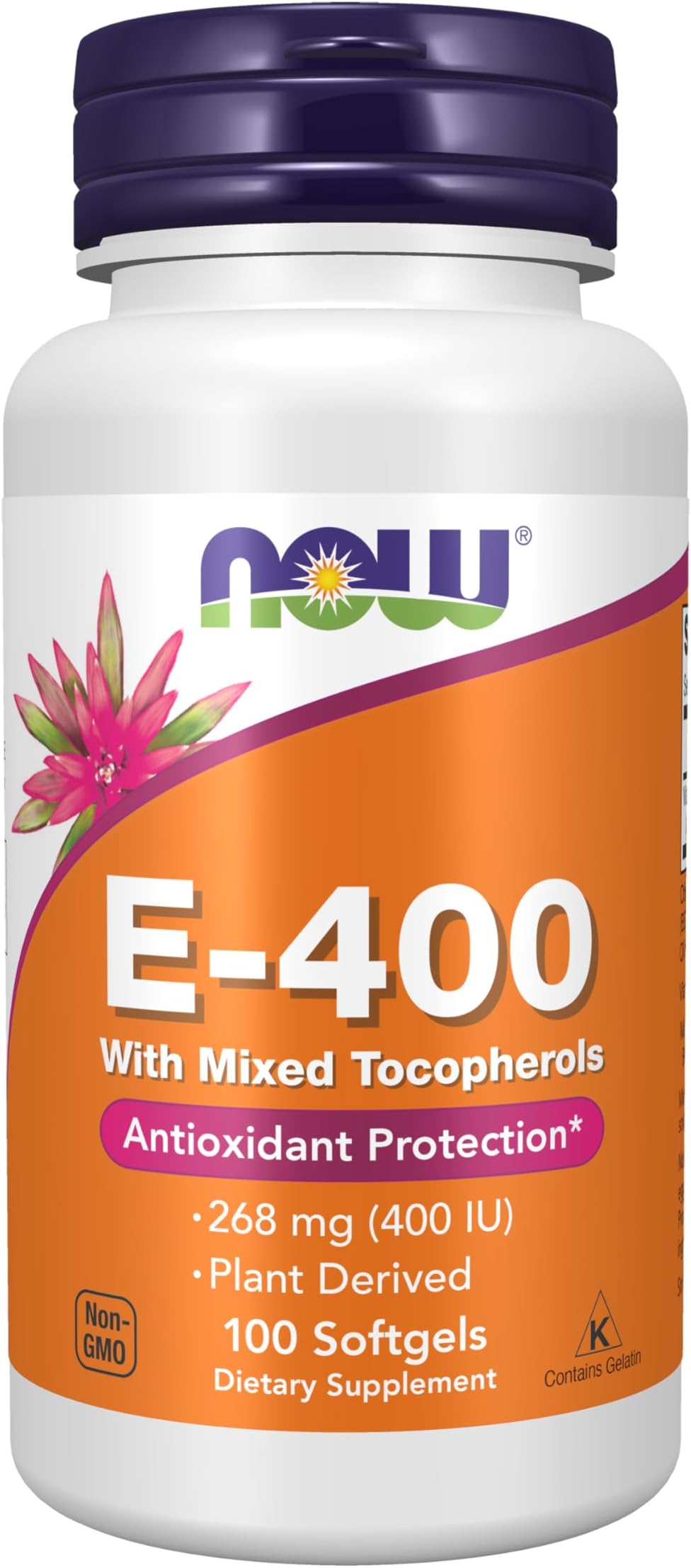NOW Foods Supplements, Vitamin E-400 IU Mixed Tocopherols, Antioxidant Protection*, 100 Softgels