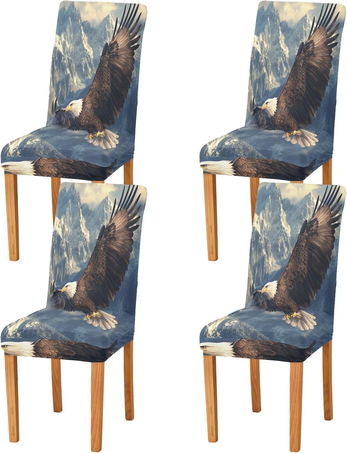 ALAZA Chair Covers for Dining Room, Eagles Soars Over The Mountains Stretch Chair Cover Sets Chair Protector Removable Washable for Ktichen Restaurant Hotel