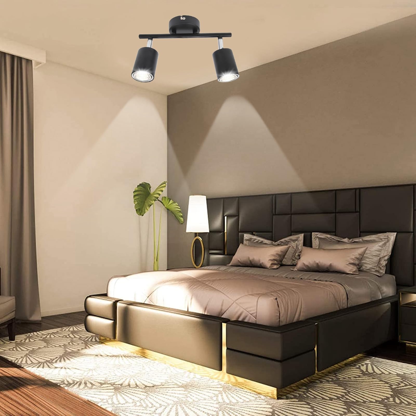 Kit D'éclairage de Piste LED, 2 Têtes 10,8 Pouces Track 90 Degrés Rotation 2 Light Track Lighting Kit pour Plafond de Bulbe GU10, Petite Piste, éclairage à LED