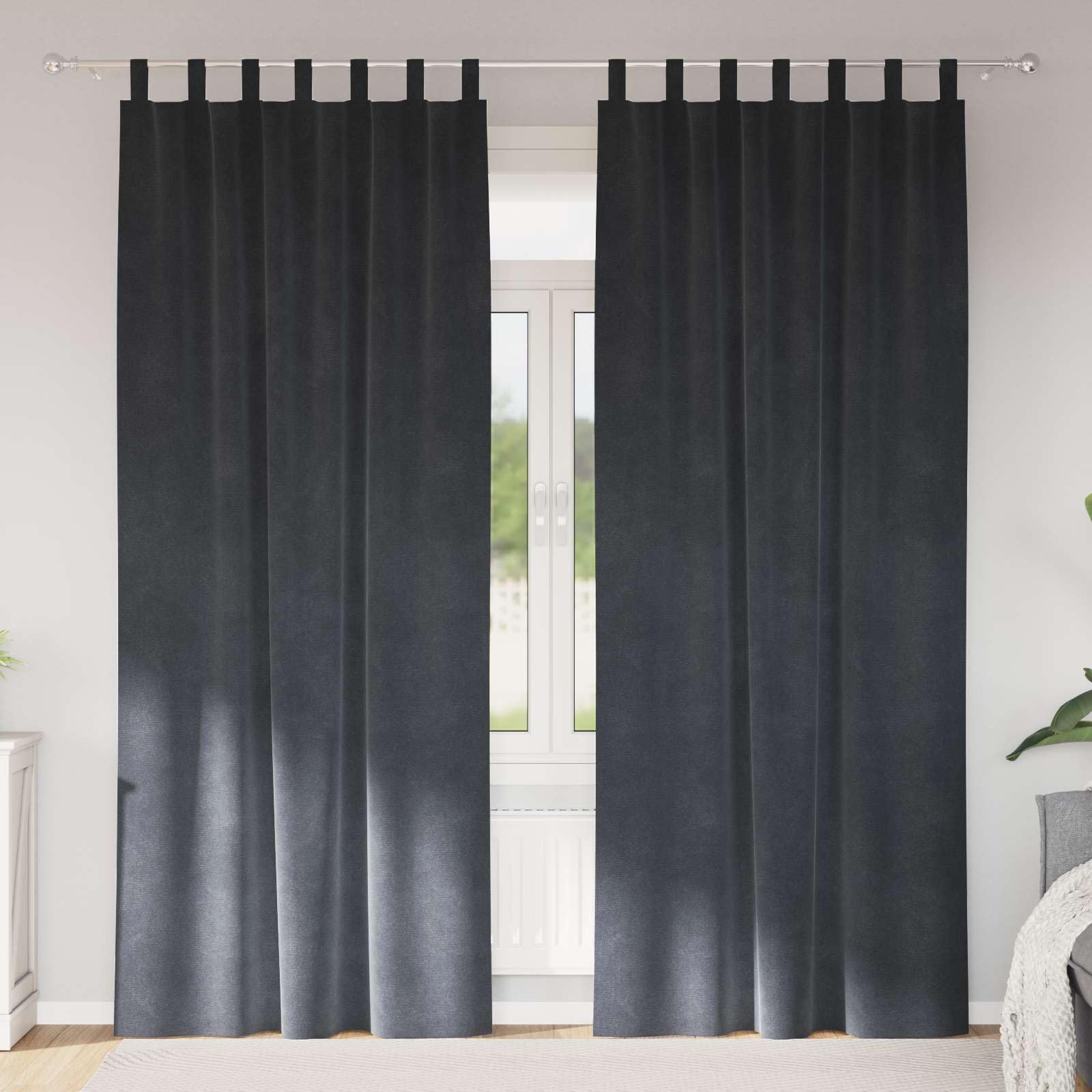 Verdunkelungsvorhänge 2er Set Hellgrau Samt 140 x 245 cm, mit Schlaufen für Gardinenstange Schiene, Blickschutz und Sonnenschutz für Schlafzimmer und Wohnzimmer