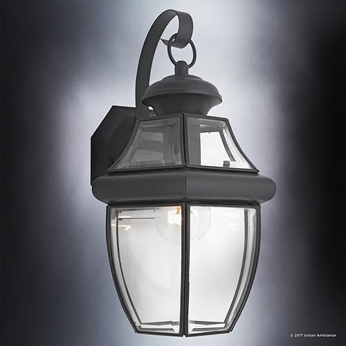 Miniatura 3 de Urban Ambiance Lámpara de pared colonial de lujo para exteriores, tamaño mediano 14 pulgadas de alto x 8 pulgadas de ancho, con elementos de estilo