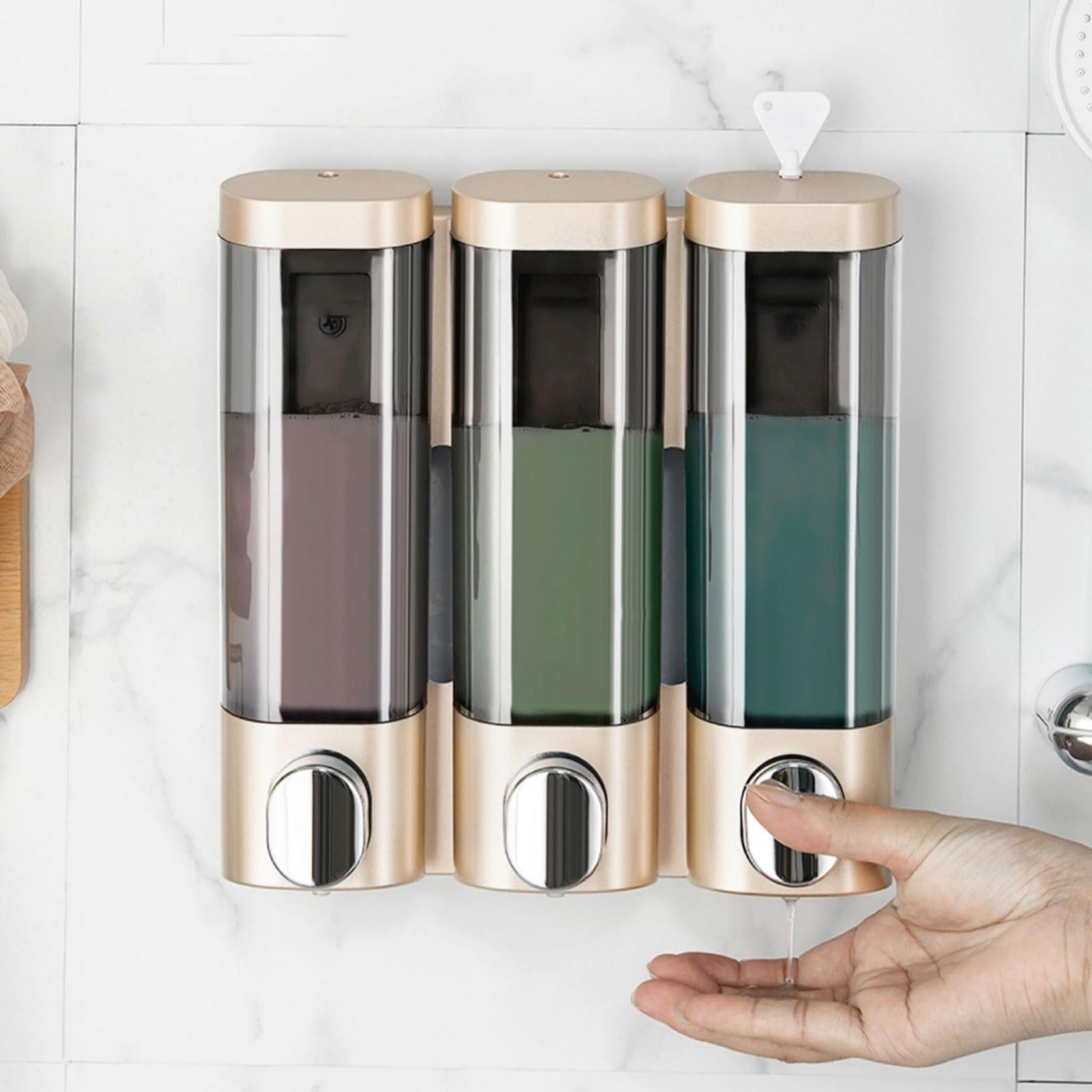 Dispenser di sapone da banco, dispenser di sapone da parete, bottiglia da cucina, grande capacità, compatibile con bagni, hotel, case (oro, doppio)