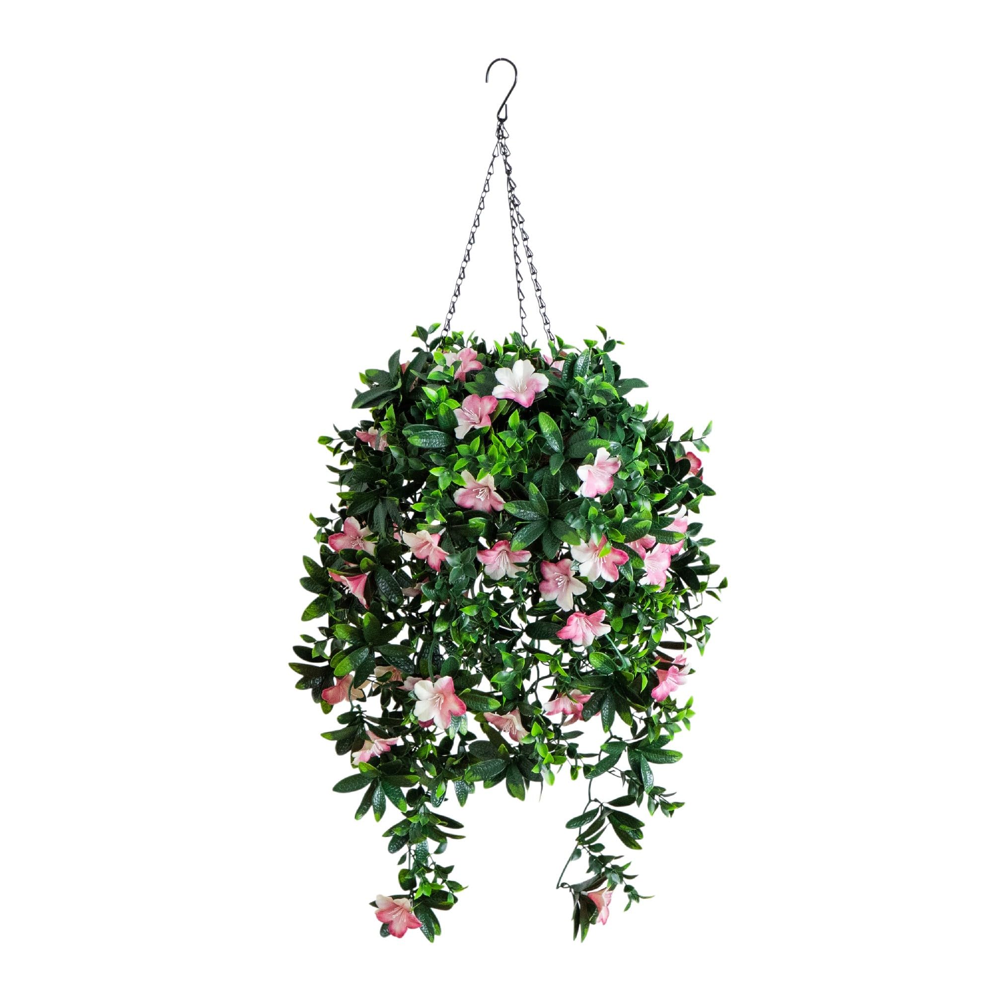 Panier d'azalées suspendues roses : la touche fleurie sans entretien pour balcon