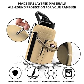 NATURE PIONEOR Water Bottle Holder with Adjustable Strap - Half/One Gallon (64/128oz) Insulated Water Bottle Sling Carrier with Phone Pocket & Paracord Handle, Outdoor Camping, Hiking, Gym