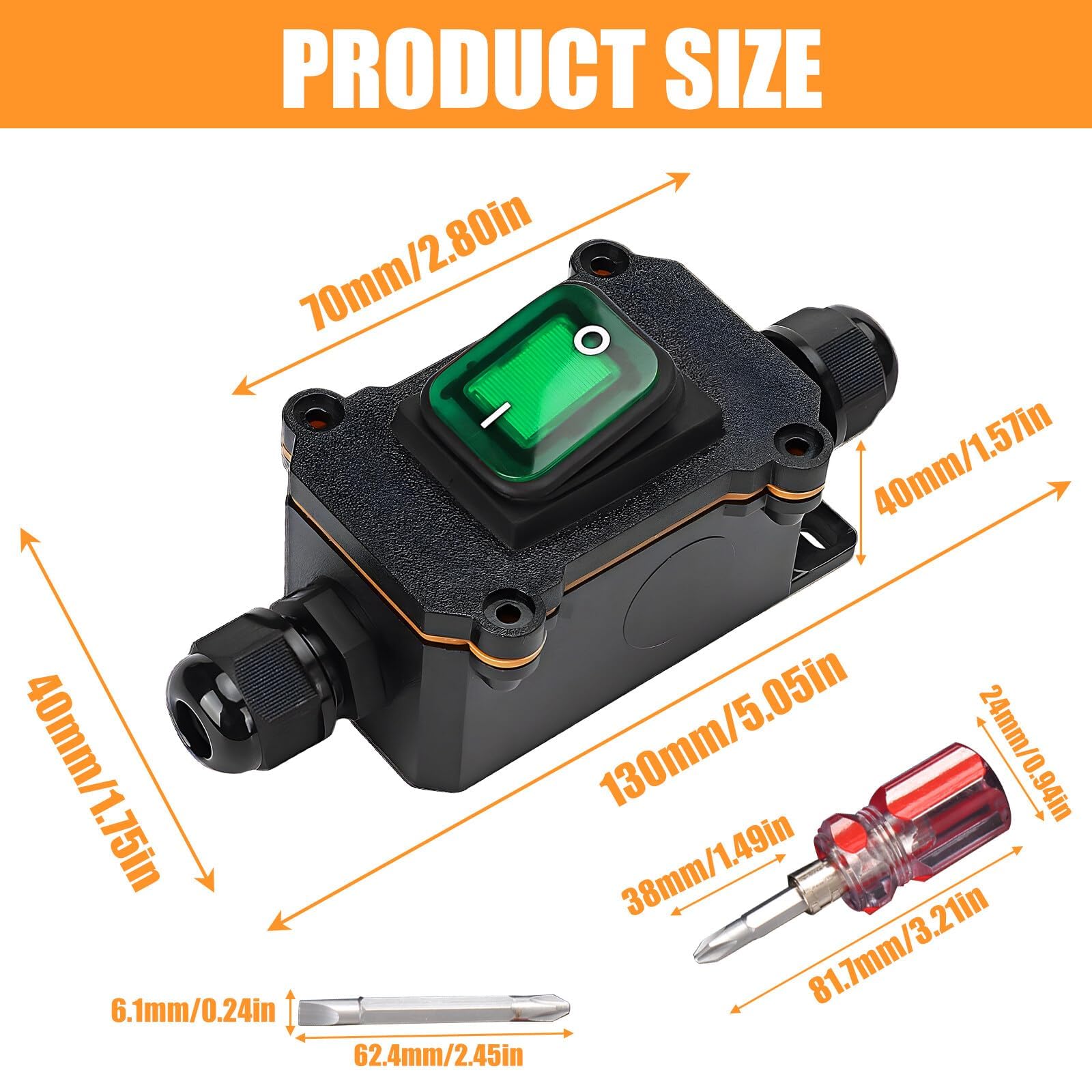 2X Interruttore in Impermeabile IP67 12V DC 20A Ad Alta Corrente