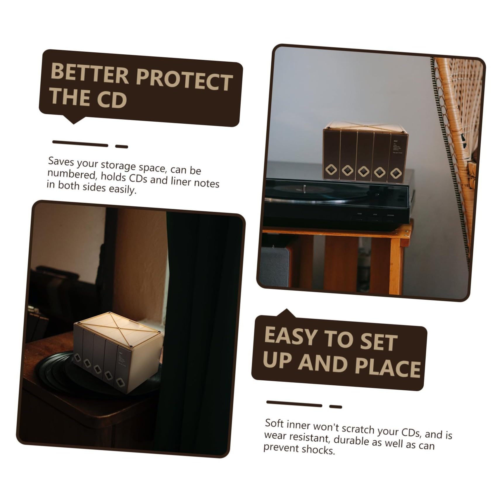 Cofanetto CD di capacità Custodia Disc Storage Case per Dischi Protezione da Polvere e Graffi Organizer Pratico e Elegante