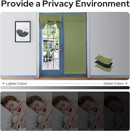 Miniatura 6 de HOMEIDEAS Cortina de puerta francesa verde salvia, cortinas de puerta de privacidad para ventana de puerta, persianas de puerta francesa para puerta