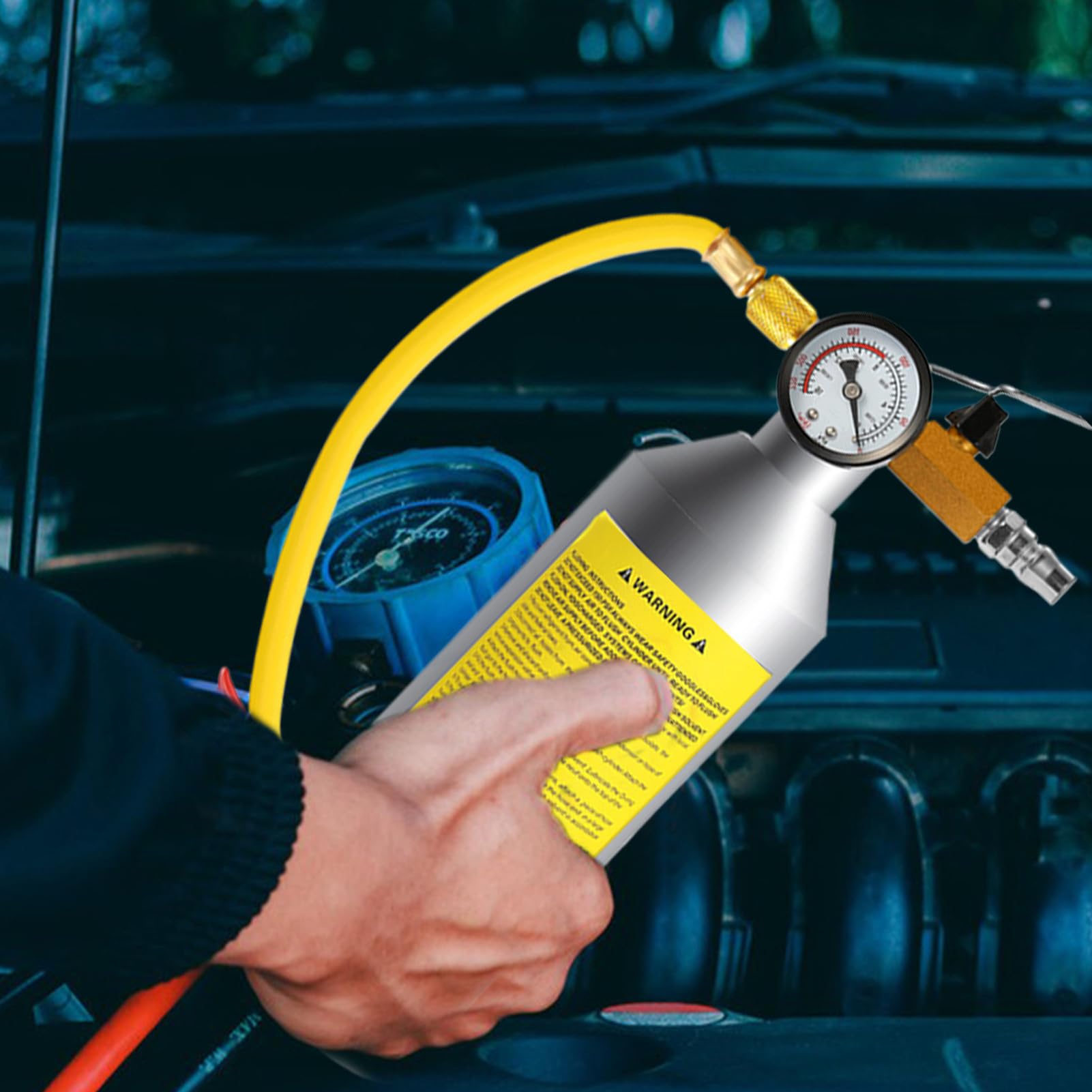 Kit Lavaggio AC - Strumento Professionale per Pulizia Impianti HVAC Auto e Domestici - Bottiglia Spray con Tubo in Acciaio Inox per Pulizia Evaporatore e Veicoli