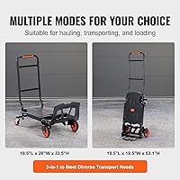 Vista 107 de VEVOR Folding Hand Truck and Dolly, 309 Lbs Capacity, Aluminum Foldable Cart, Heavy-Duty Luggage Trolley Cart with Telescoping Handle and PP+TPR