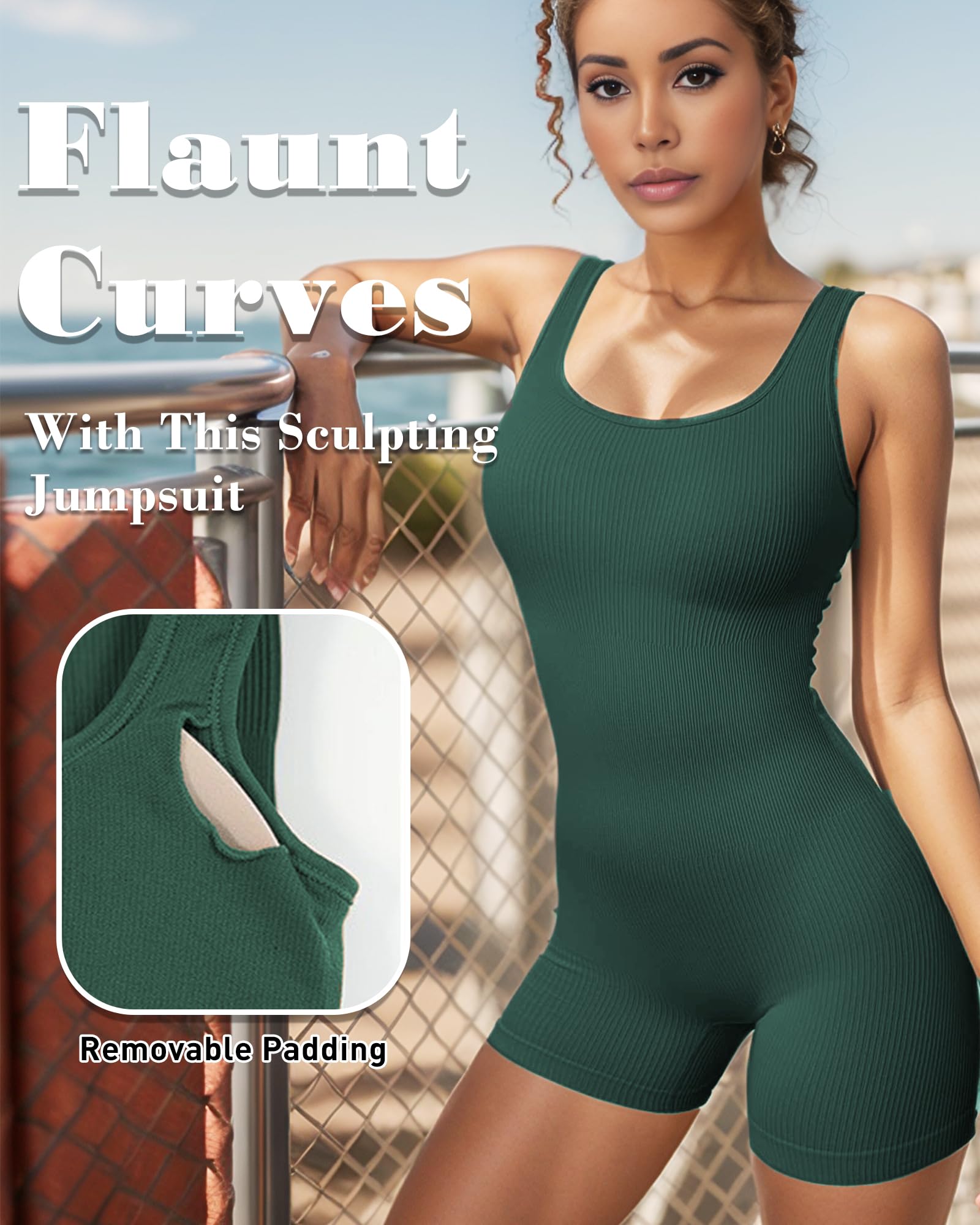 Merlvida Mono Deportivo Mujer Corto Jumpsuit sin Costuras Sexy Push Up Una Sola Pieza Ropa Deportiva para Gimnasio Yoga Fitness