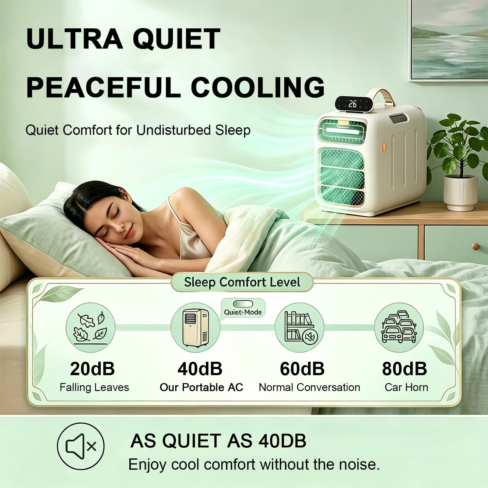 Climatizzatore Portatile, Mini Raffrescatore d'Aria Casa, Cucina Cooling-Only | Telecomando, raffredda fino a 10 m², pannello flottante, regolazione della temperatura 16-32°C