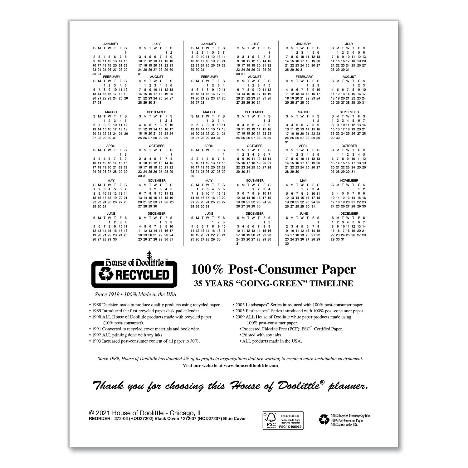 House of Doolittle Planificador semanal profesional de dos años 2024-2025, negro, 8.5 x 11 pulgadas, enero a diciembre (HOD272002-24)
