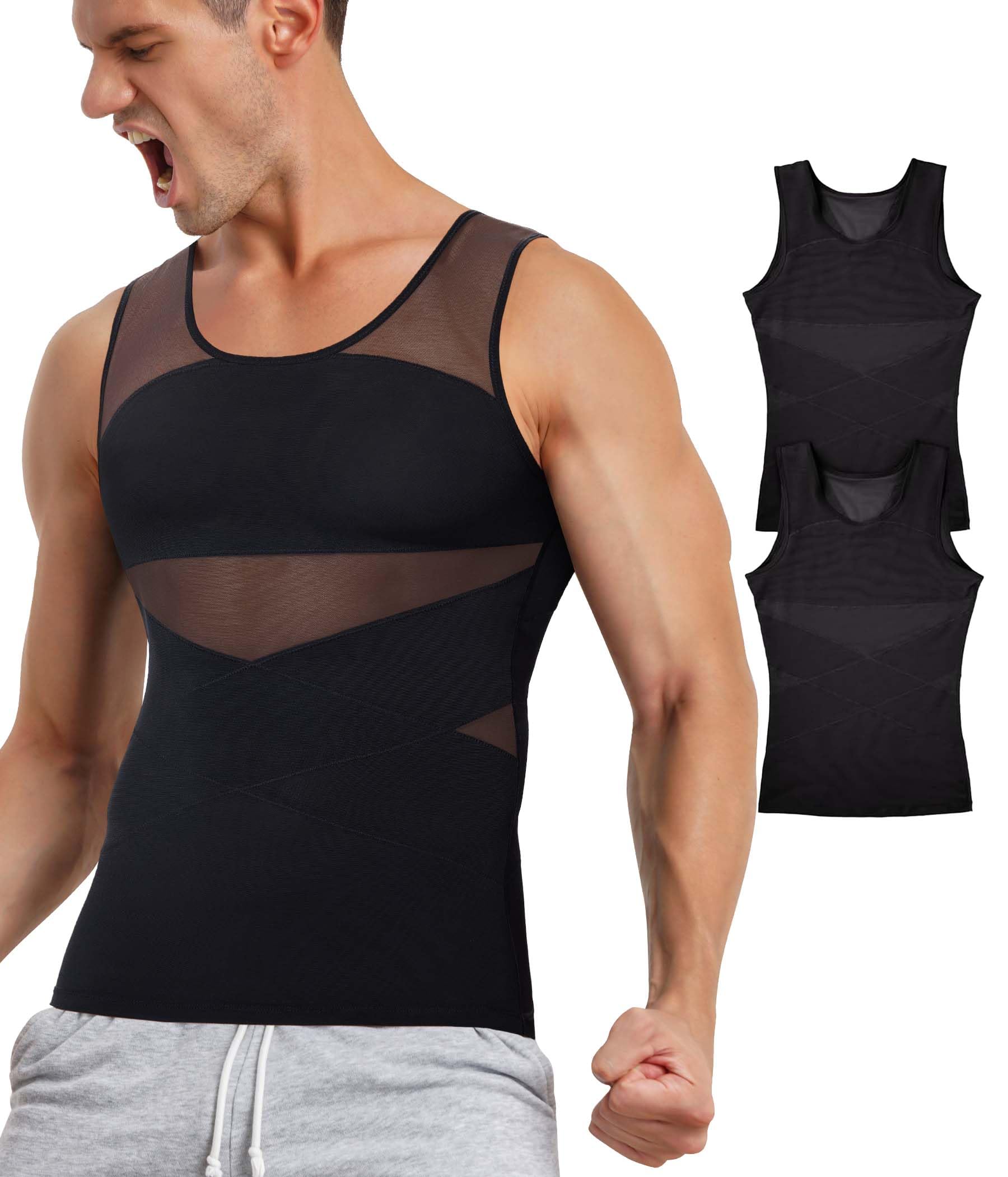 TAILONG Men's Compression Shirt for Body Shaper Slimming Vest Tight Tummy Underwear Tank Top