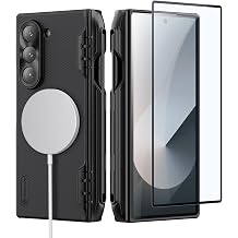 Nillkin Magnetic for Galaxy Z Fold 6 Case with S Pen Holder, Hinge Protection, Compatible with Magsafe, Built-in Screen Protector, Slim Fit Protective Phone Case for Samsung Galaxy Z Fold 6, Black
