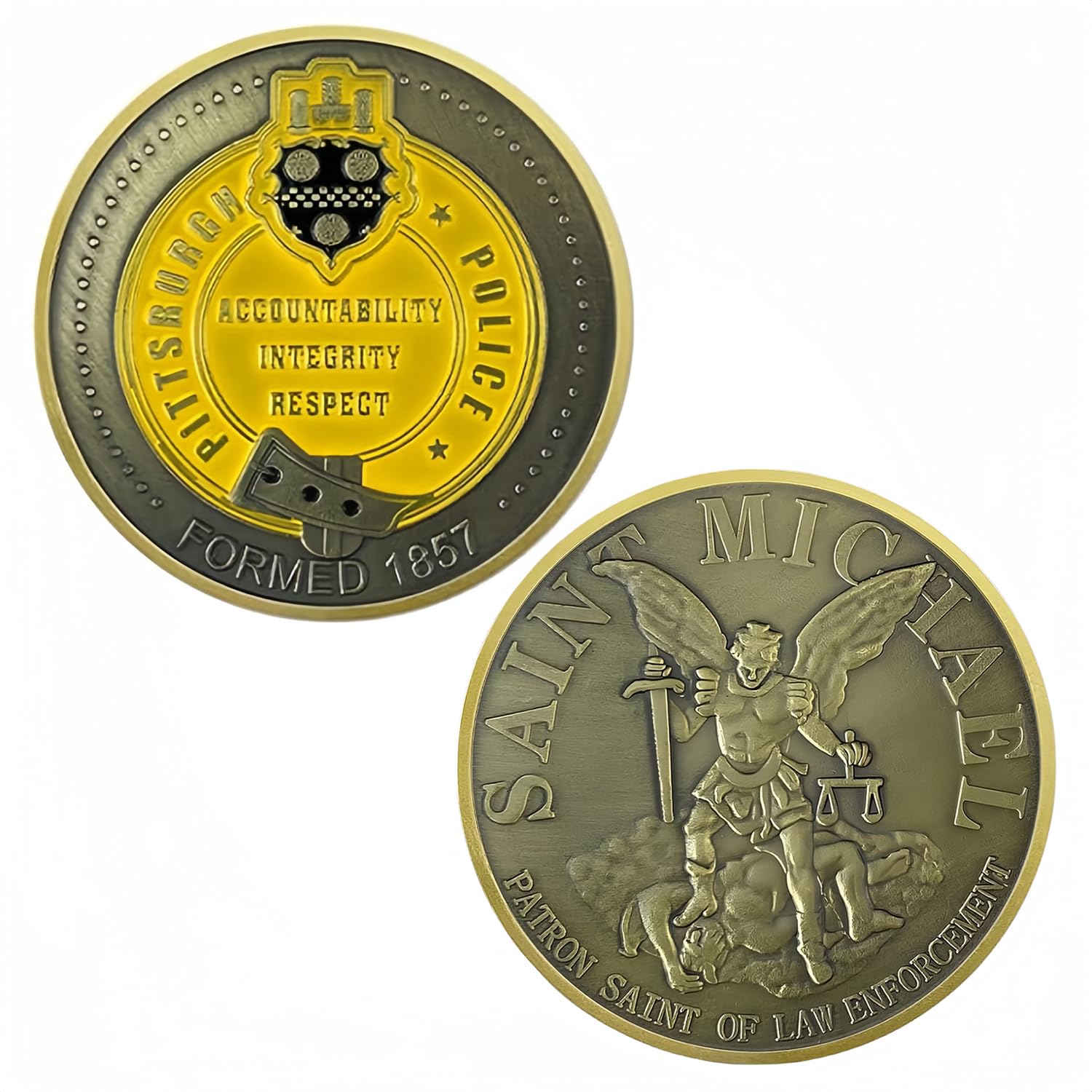 TewkomSt. Michael Challenge Coin US Police Officer Challenge Coin Pittsrurgh Police Coins
